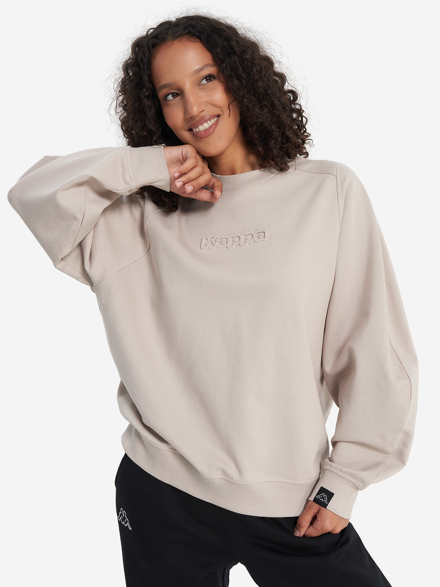 Свитшот женский оверсайз Kappa, бежевый, арт. 136930kap-t0