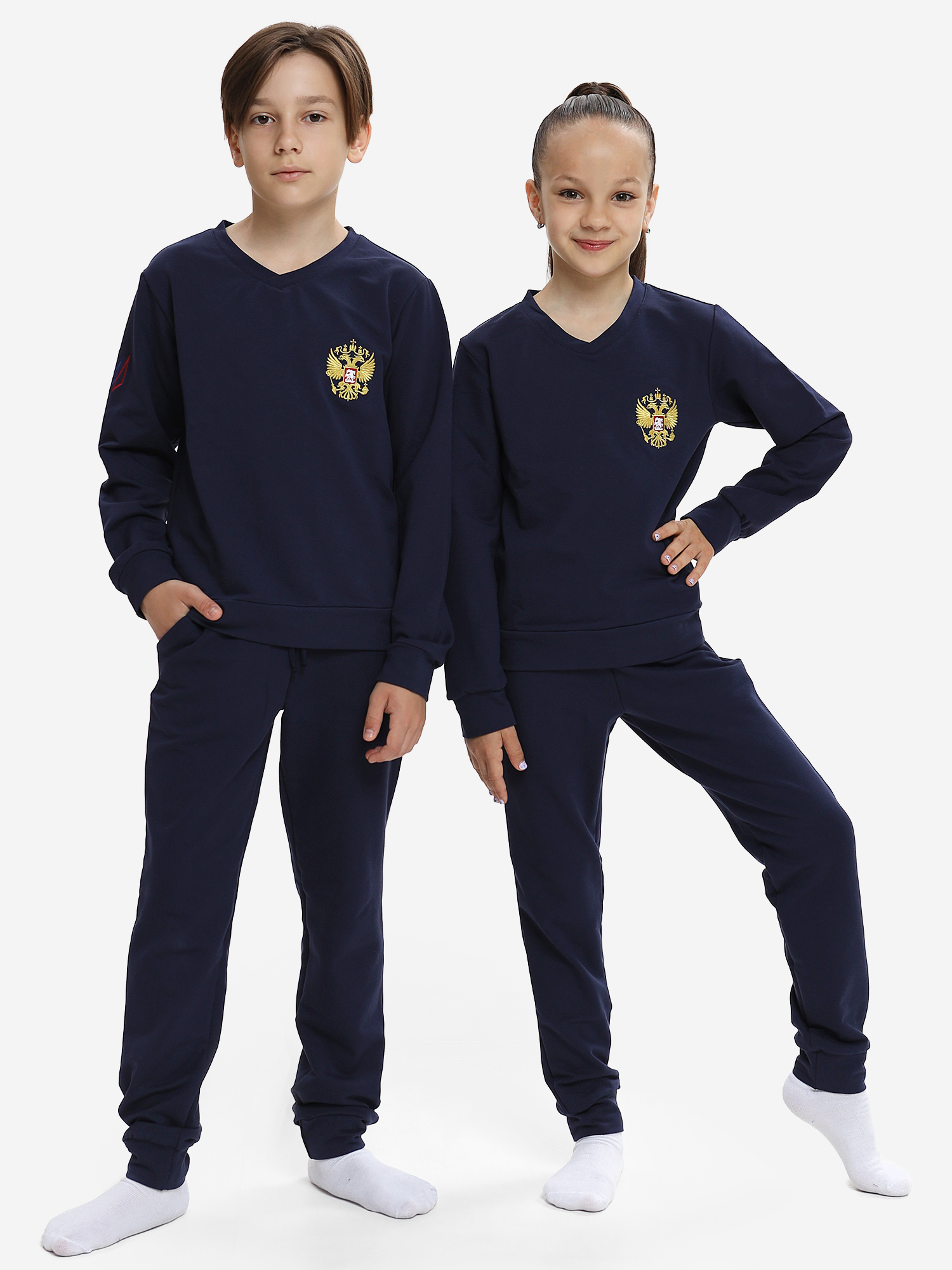 Спортивный костюм детский: для мальчика и девочки WILDWINS, Синий топ спортивный для занятий легкой атлетикой для девочки