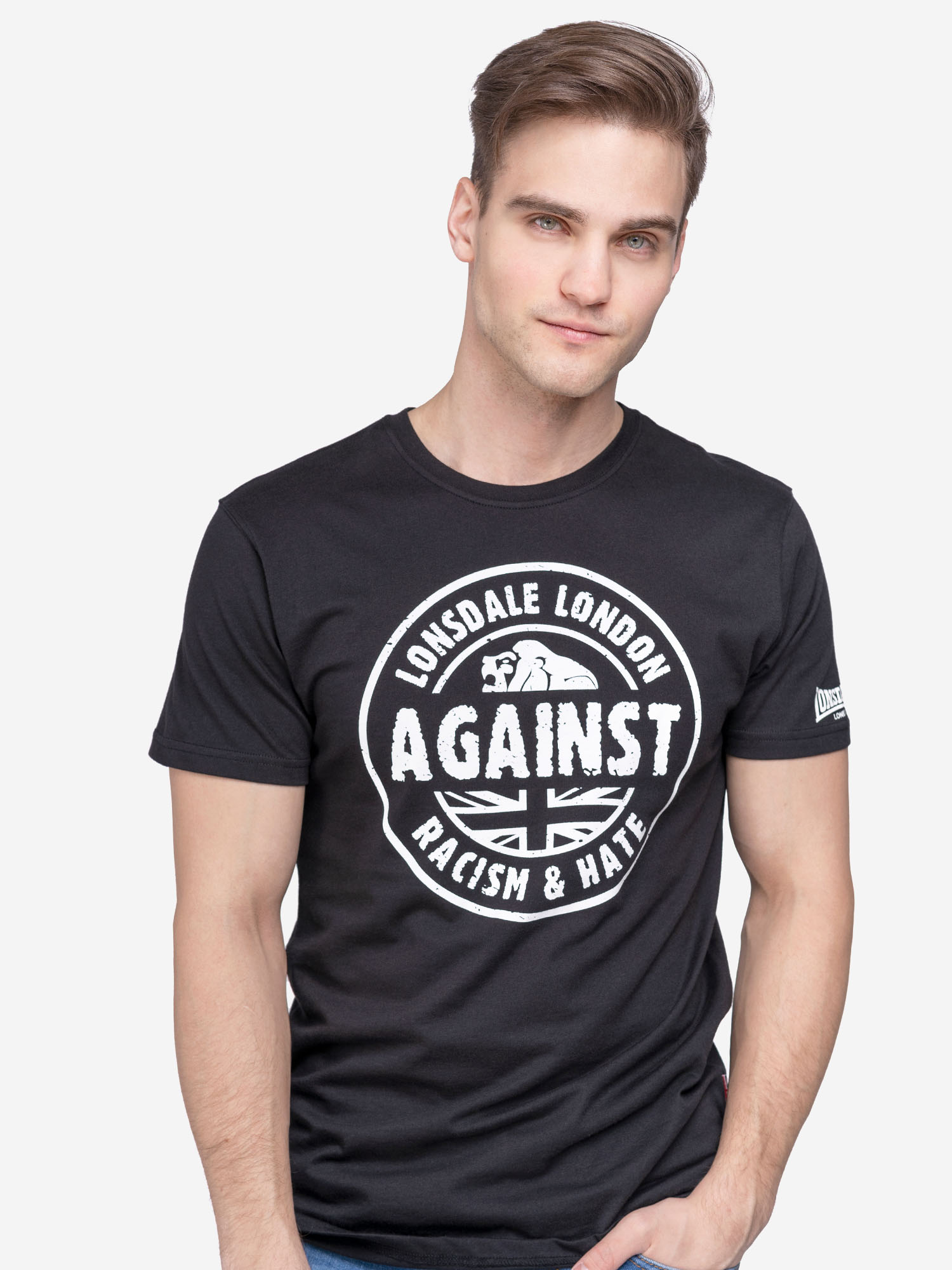 

Футболка унисекс стандартного кроя LONSDALE AGAINST RACISM, Черный