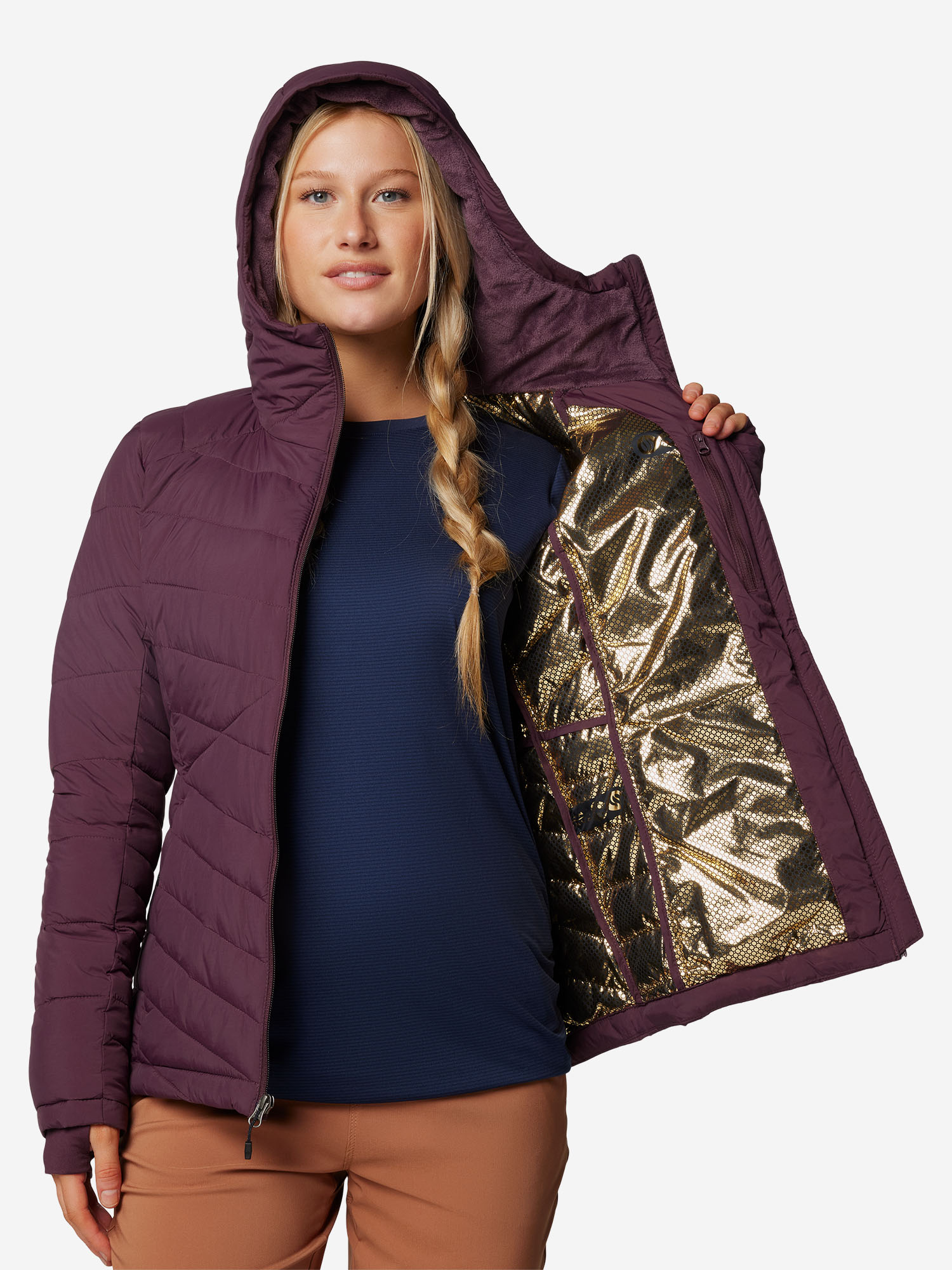 Куртка утепленная женская Columbia Joy Peak II Hooded Jacket, Коричневый 2089041CLB-607, размер 48 - фото 5