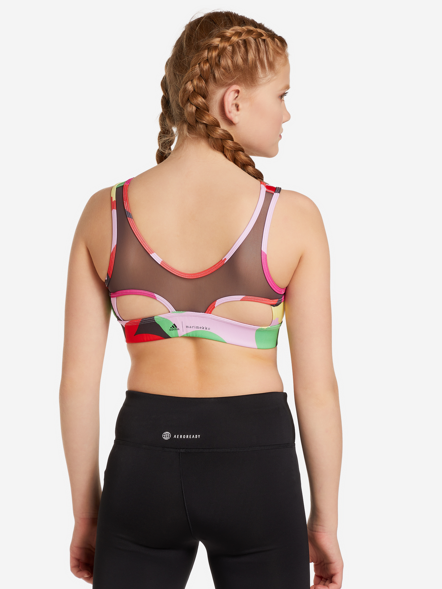 Спортивный топ бра для девочек adidas Marimekko Believe This Training, Мультицвет HF0514A01-, размер 140 - фото 2