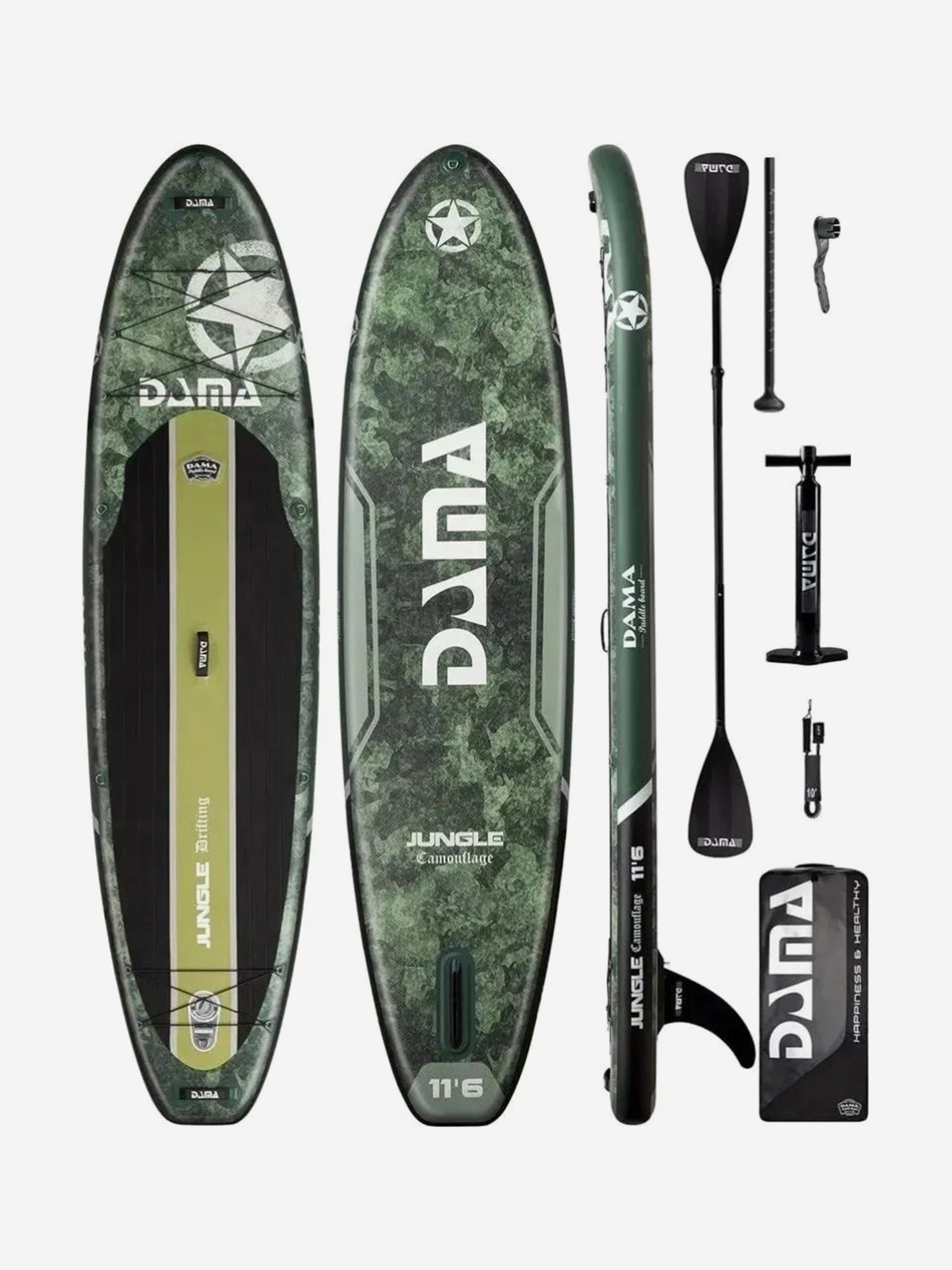 

SUP-доска DAMA Jungle Camouflage 11,6, Зеленый