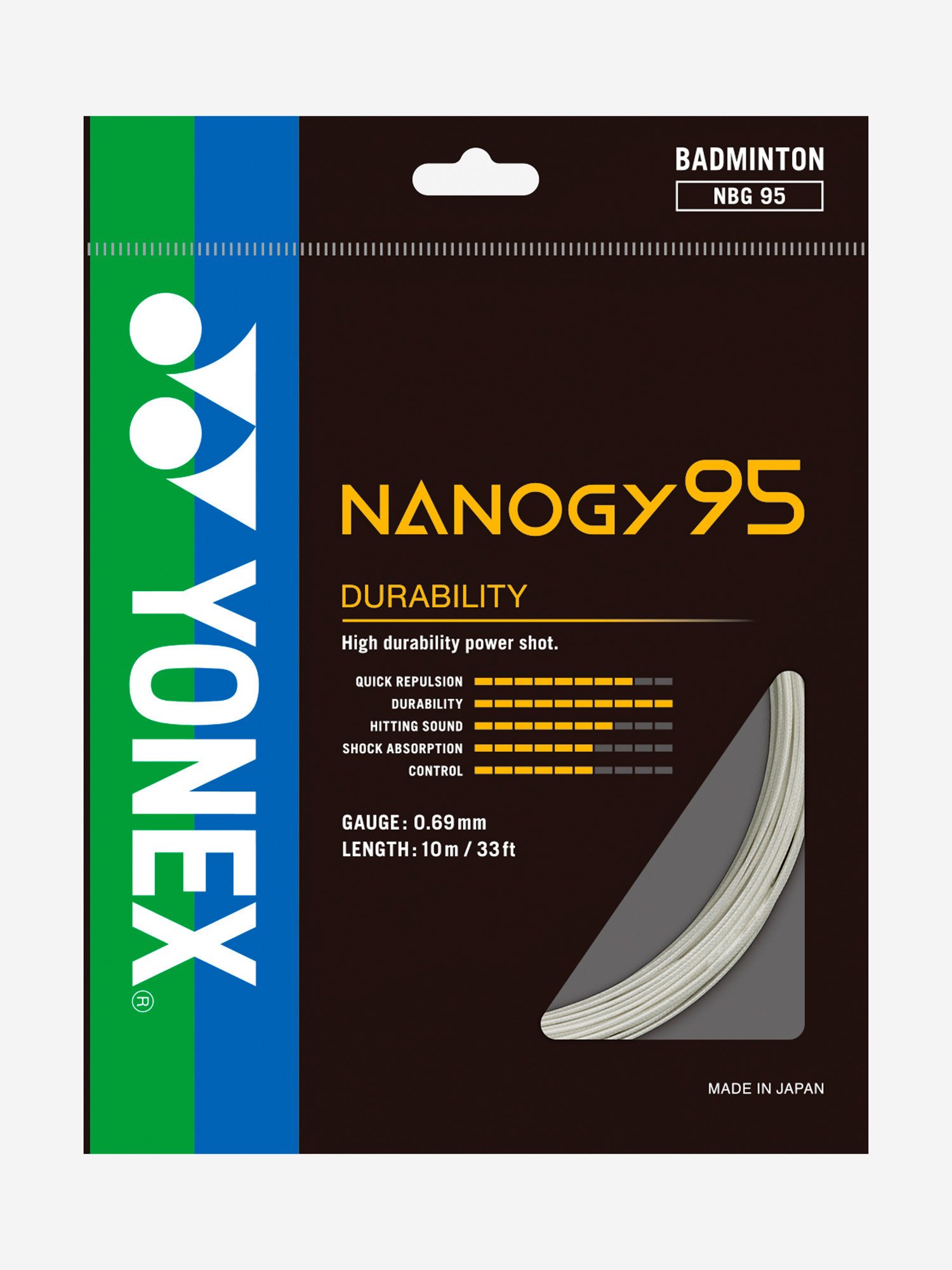 

Струна для бадминтона Yonex Nanogy 95 SG, 10м., Серебряный