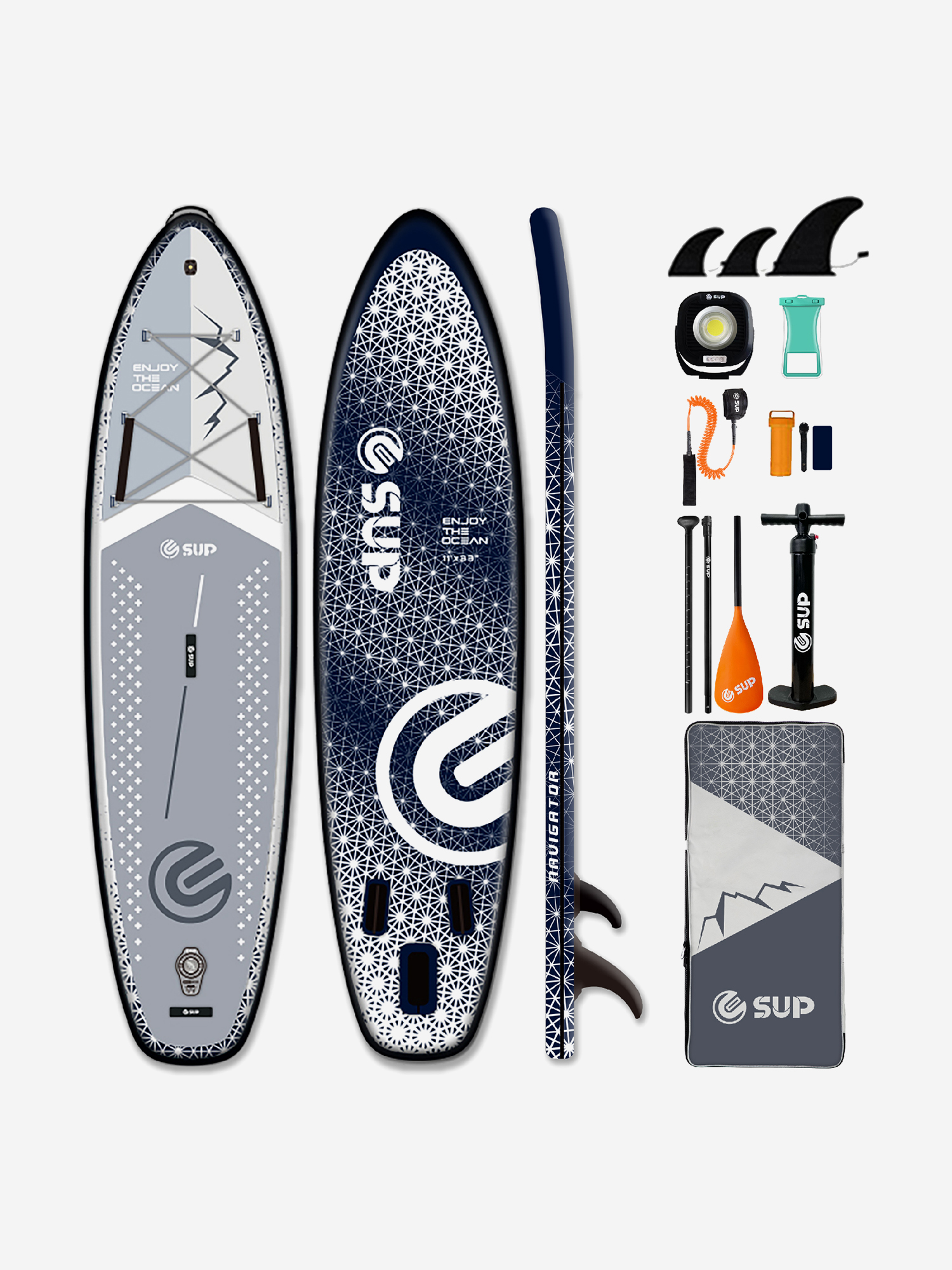 

Надувная SUP-доска E-SUP NAVIGATOR GLOW, 11' 335*84*15 см сапборд, Белый