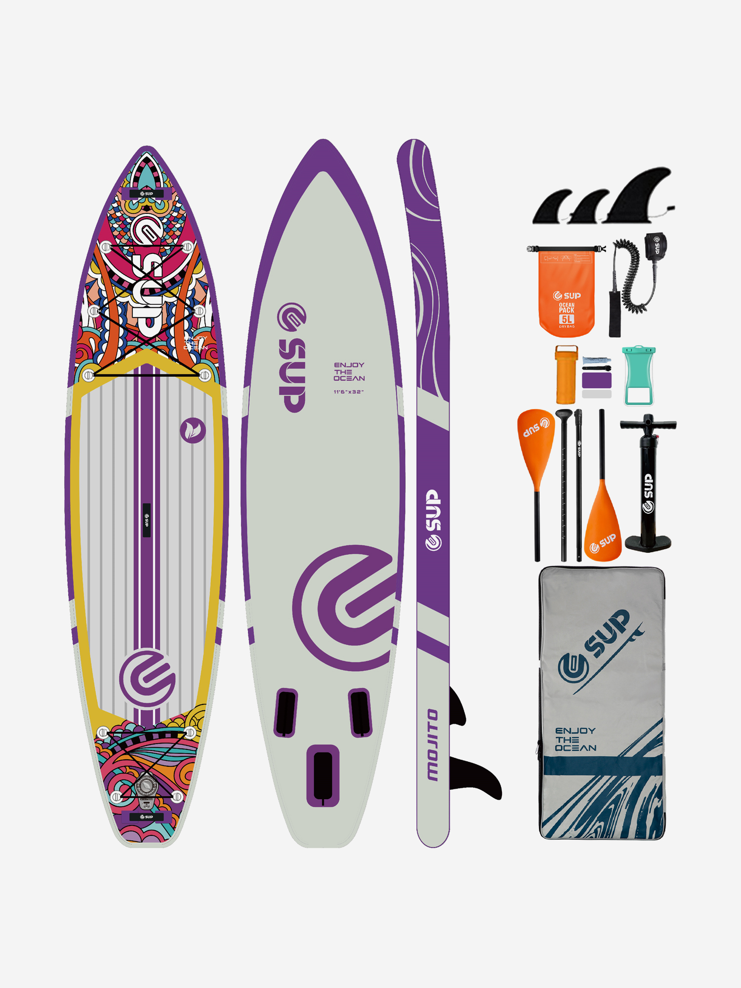 

SUP-доска E-SUP MOJITO 1 11'6" 350*81*15 см, Фиолетовый