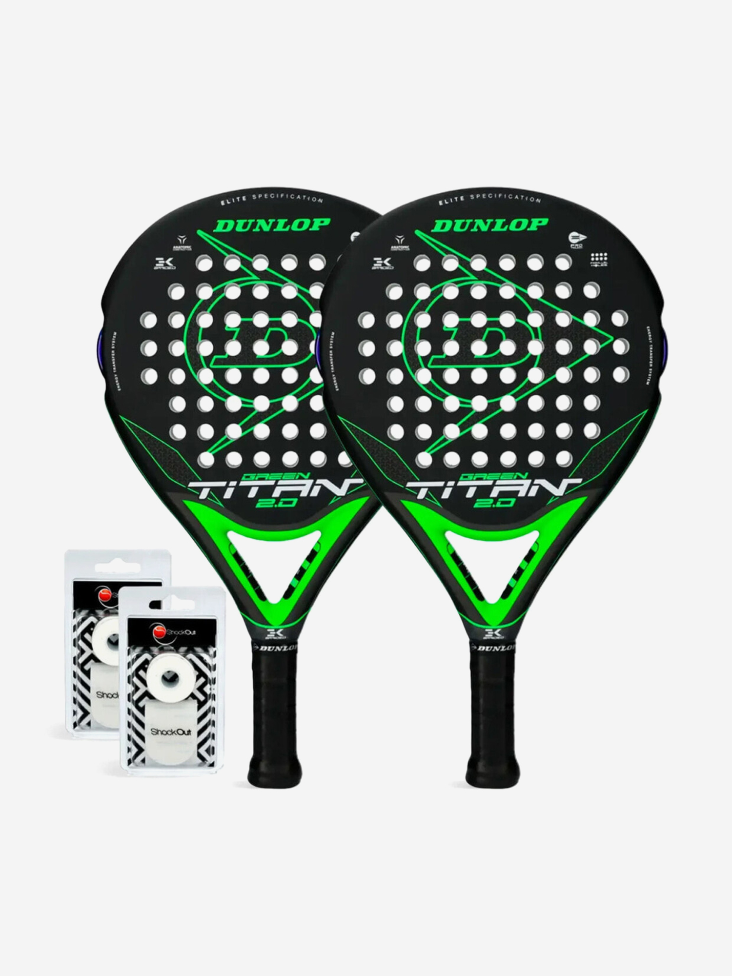 Изображение товара Ракетка для падела Dunlop Duo Titan Green 2 Pack профессиональные ракетки
