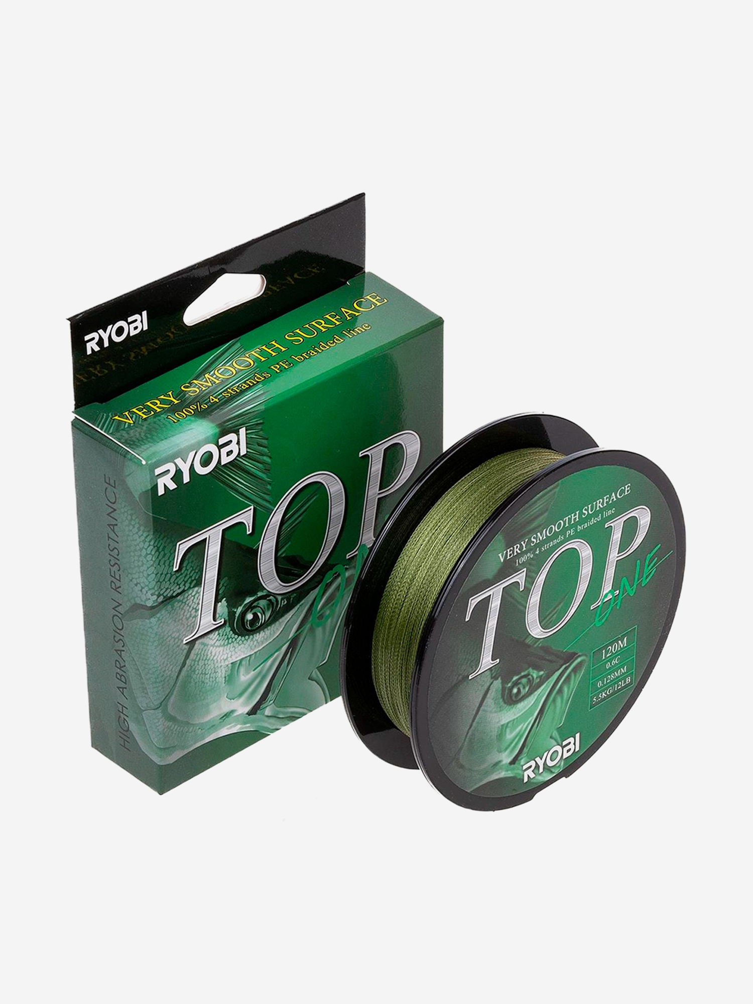 

Шнур плетеный для рыбалки Ryobi TOP PE4X, 120м, 0,128мм, 5,5кг, темно-зеленый, Зеленый