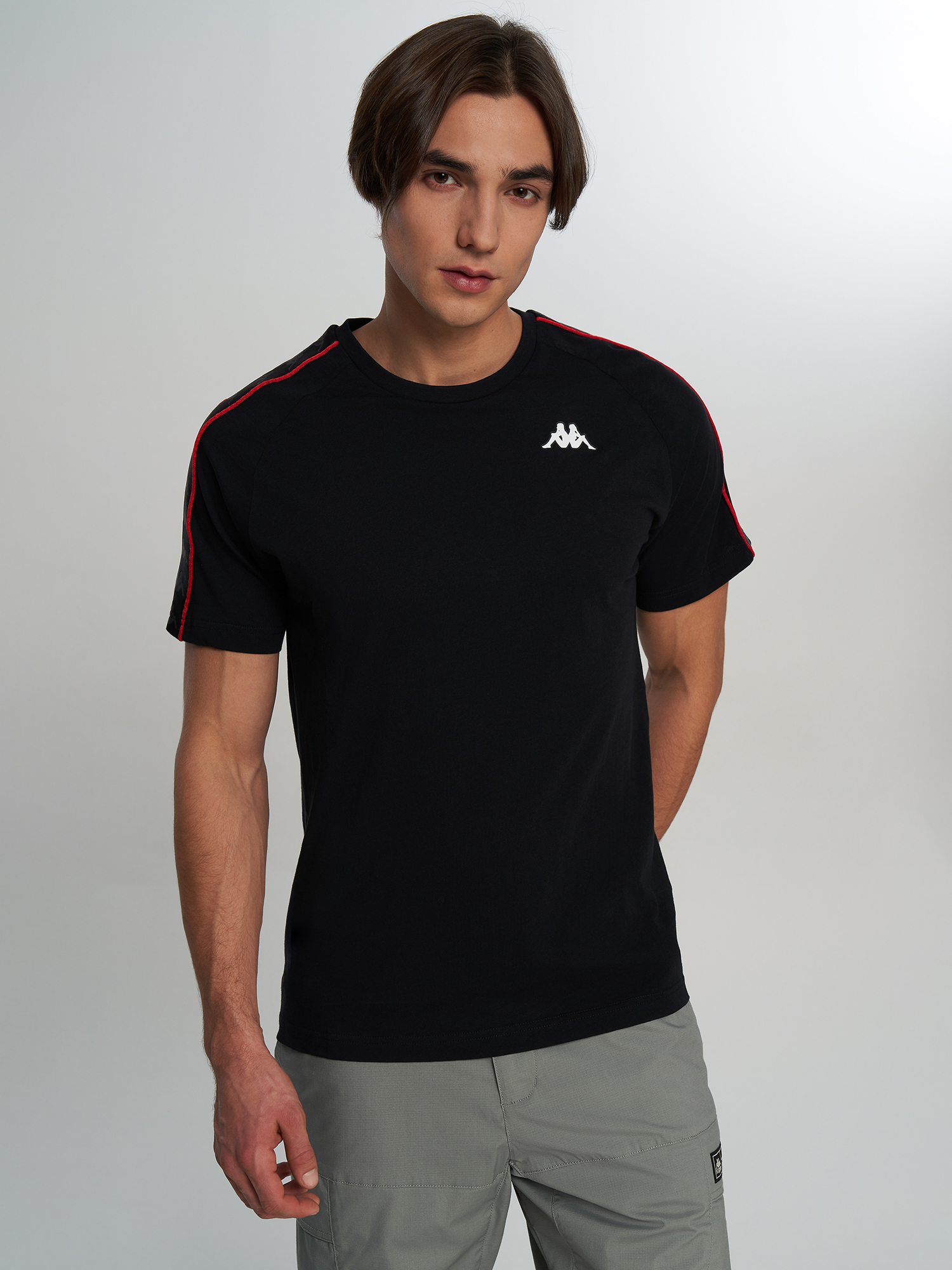 Изображение товара Футболка мужская Kappa, Черный/красный/белый