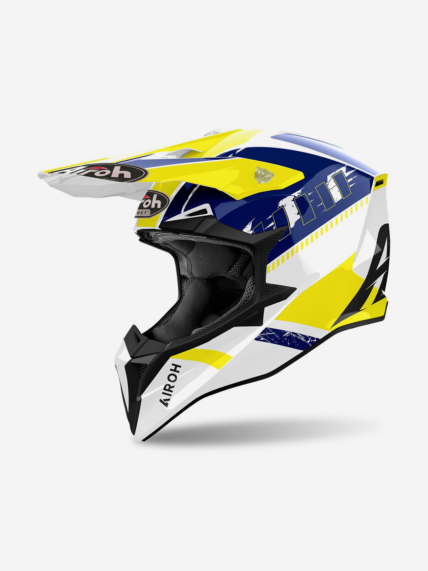 

Мотошлем Кроссовый Airoh WRAAP FEEL Yellow/Blue Glossy, Белый