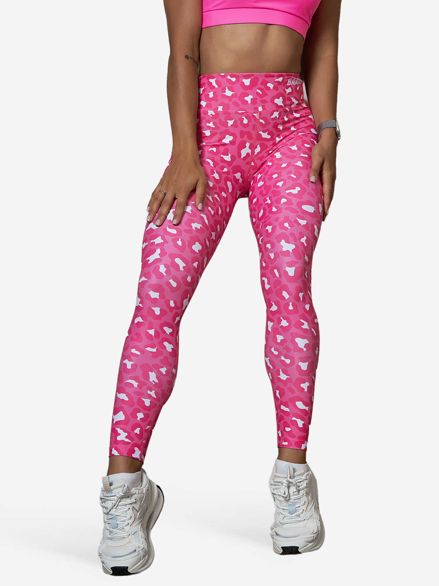 Изображение товара Женские спортивные легинсы BARKA для йоги и фитнеса Розовый/Белый