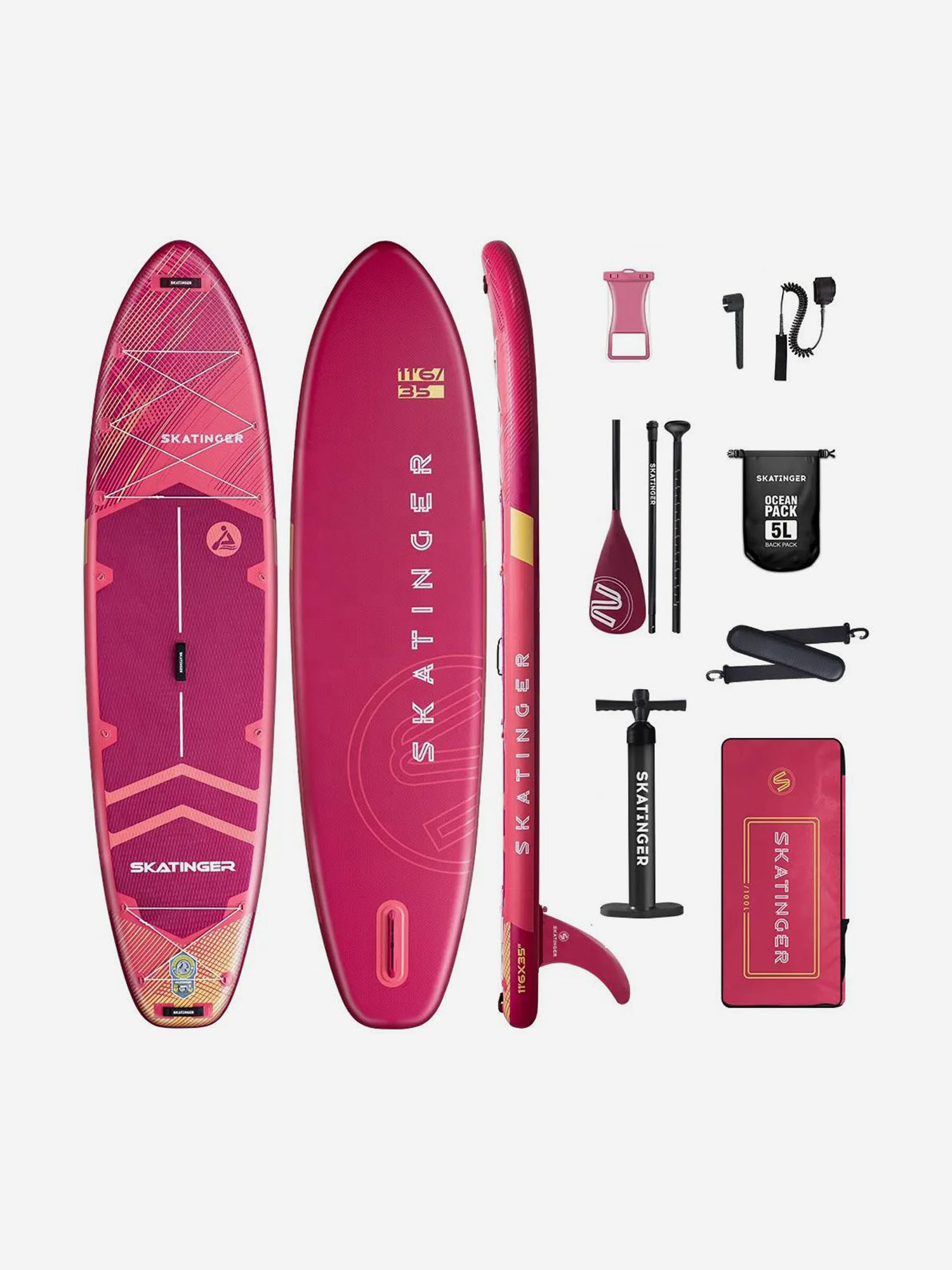 

SUP-доска SKATINGER Meteor Pink, 11'6" 351-89-15cm, Розовый