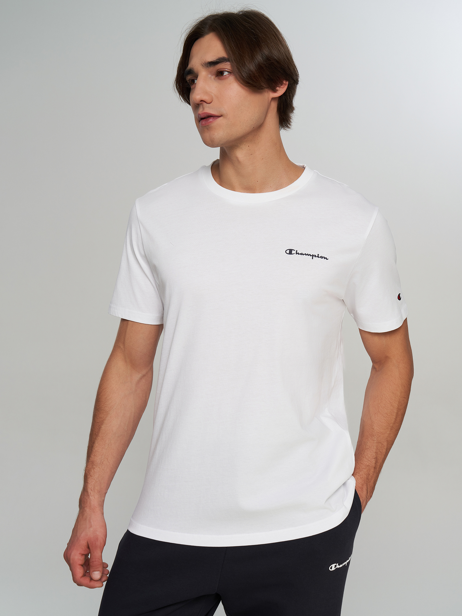 Изображение товара Champion Футболка мужская белая с принтом, 100% хлопок Изображение товара Champion Футболка мужская белая с принтом, 100% хлопок