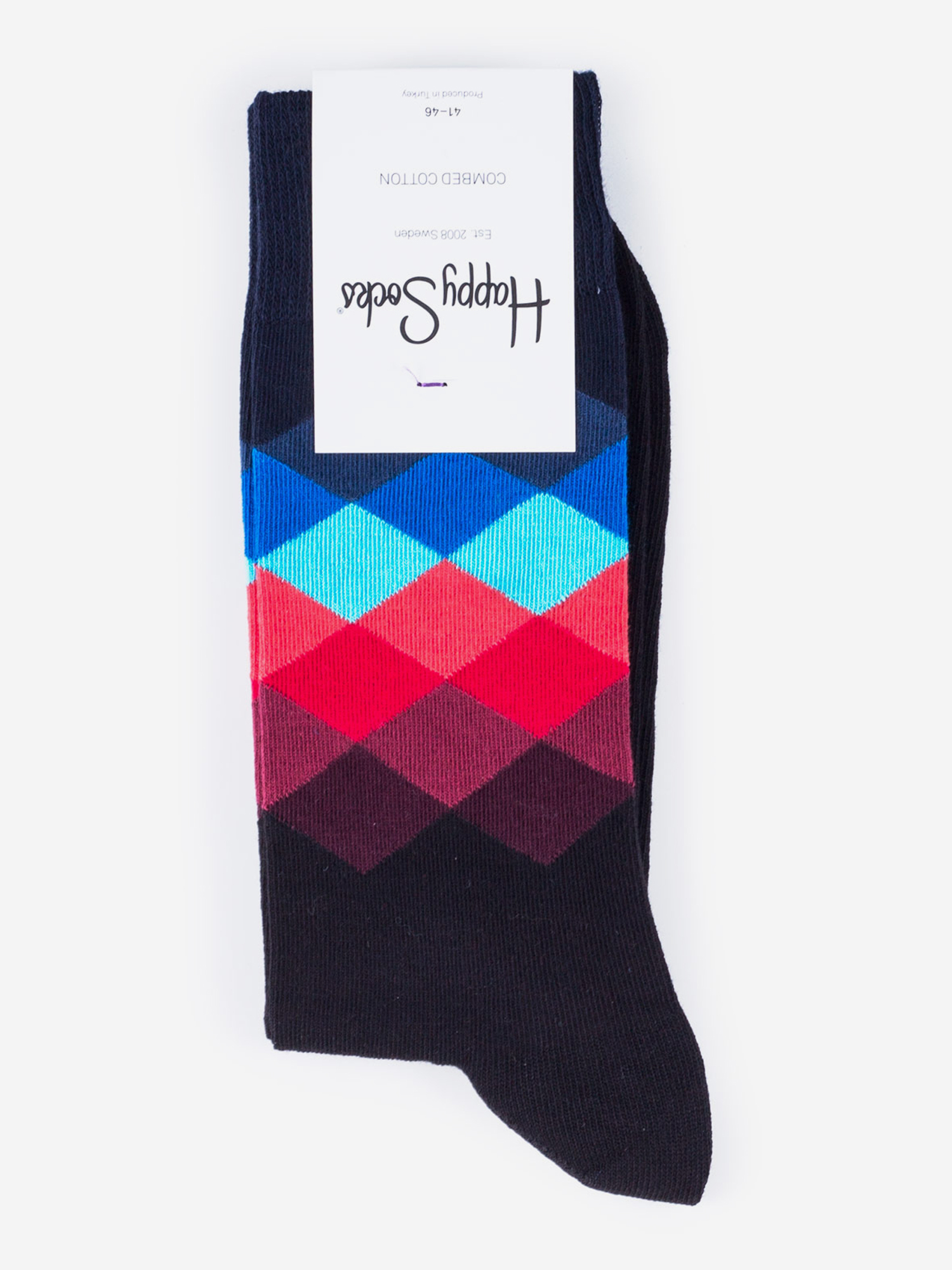 Носки с рисунками Happy Socks - Faded Diamond Navy, Черный