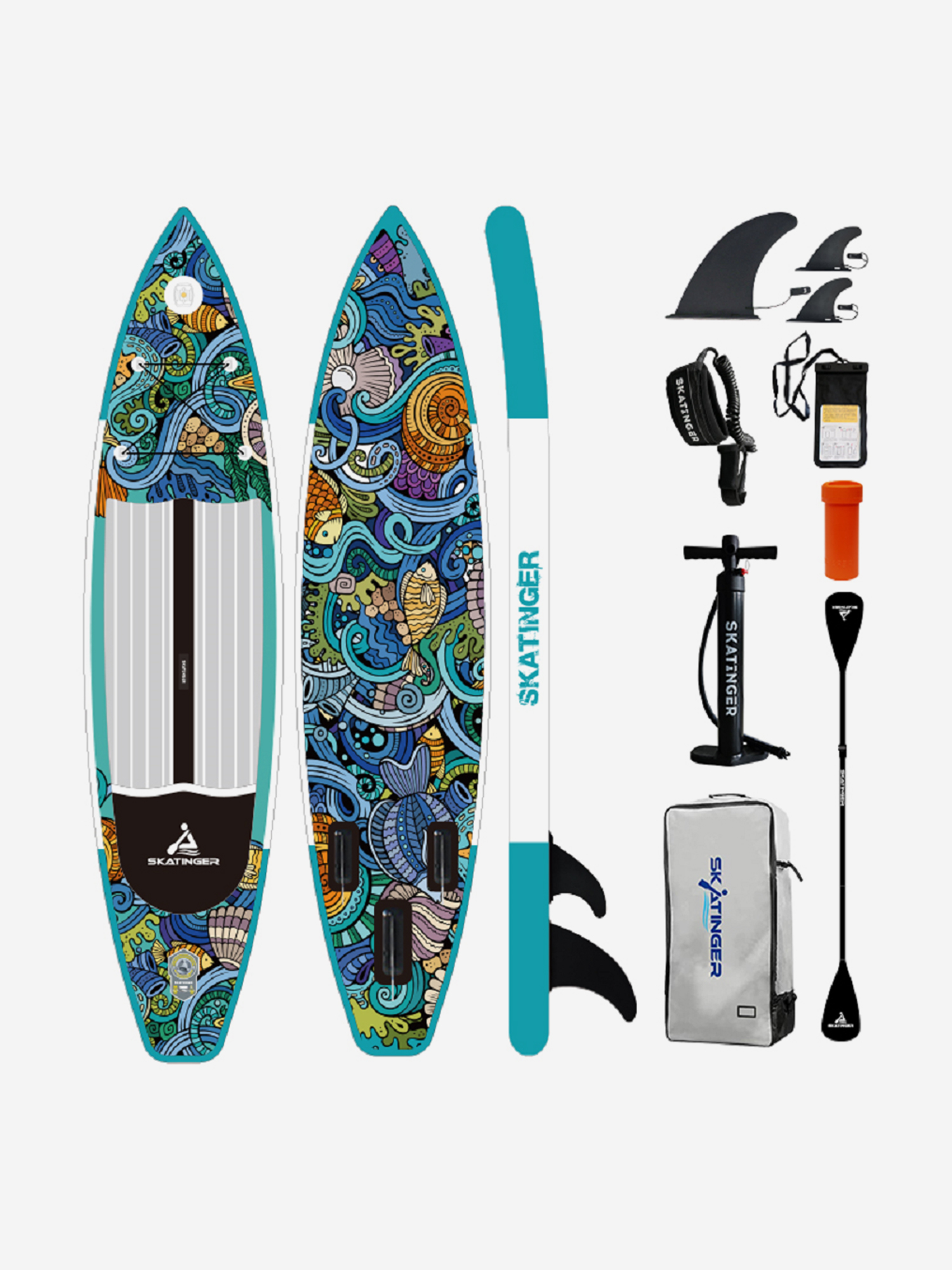 

Надувной SUP-борд SKATINGER UNDINE, 11'6"x32"x6" 350*81*15 см сапборд, Синий