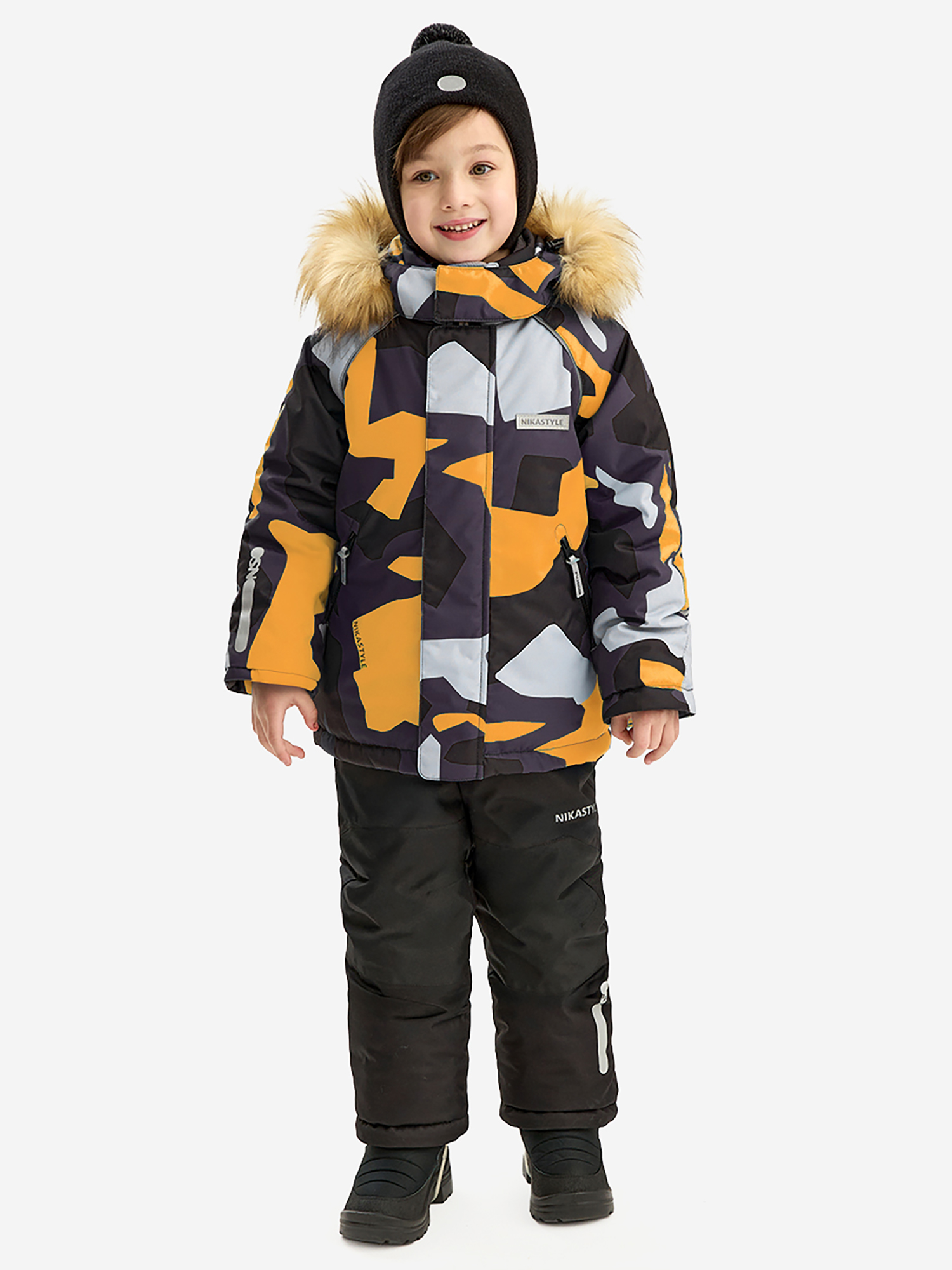 Изображение товара Костюм NIKASTYLE для детей горчица/черный зимний утепленный