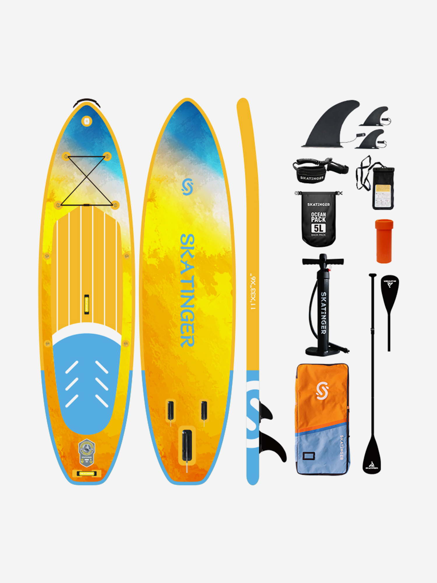 

Надувная SUP-доска SKATINGER FLYNN 11' 335*83*15 см сапборд, Бежевый