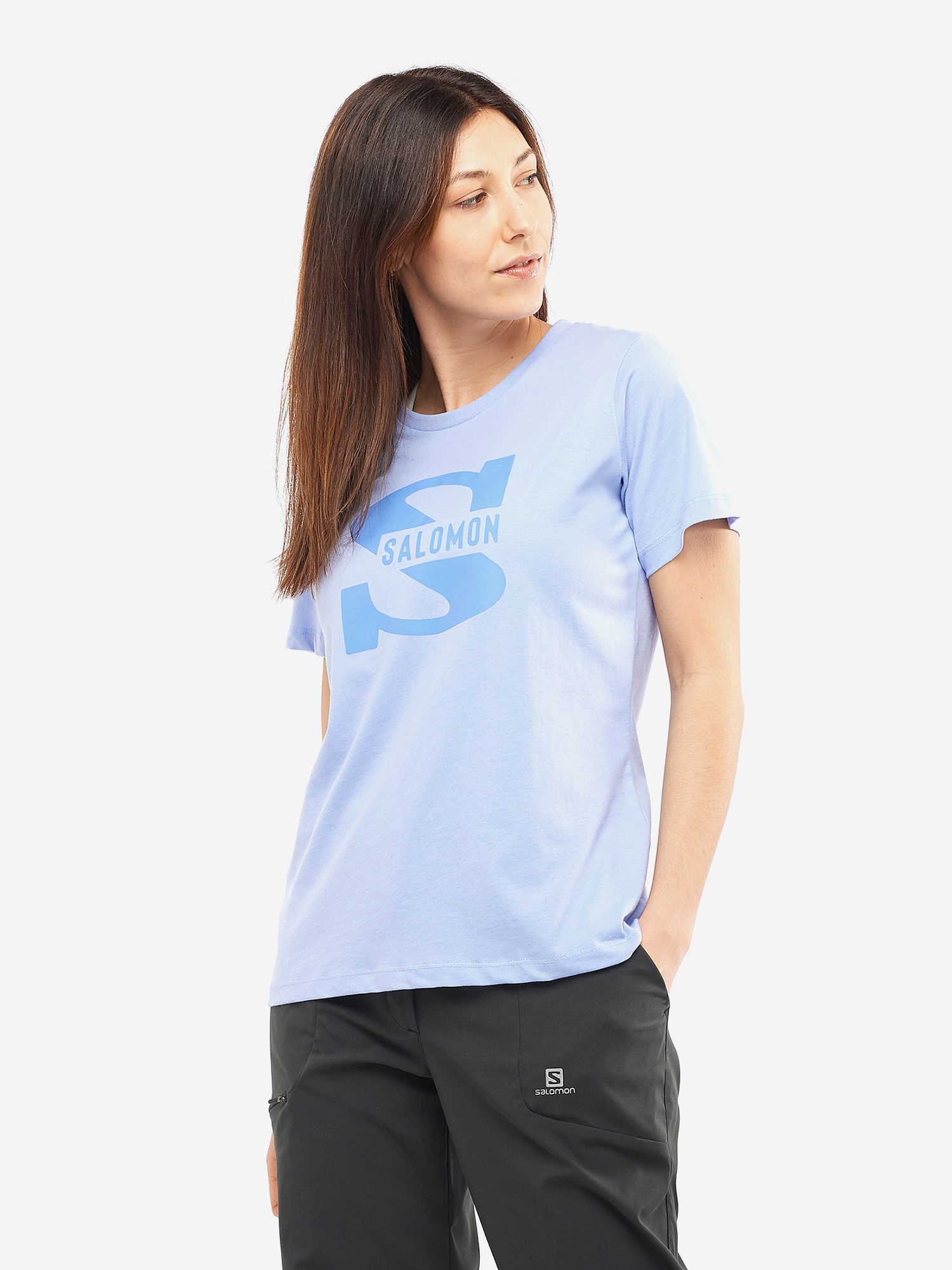 Футболка женская Salomon Outlife Big Logo, Голубой футболка женская salomon cross rebel голубой
