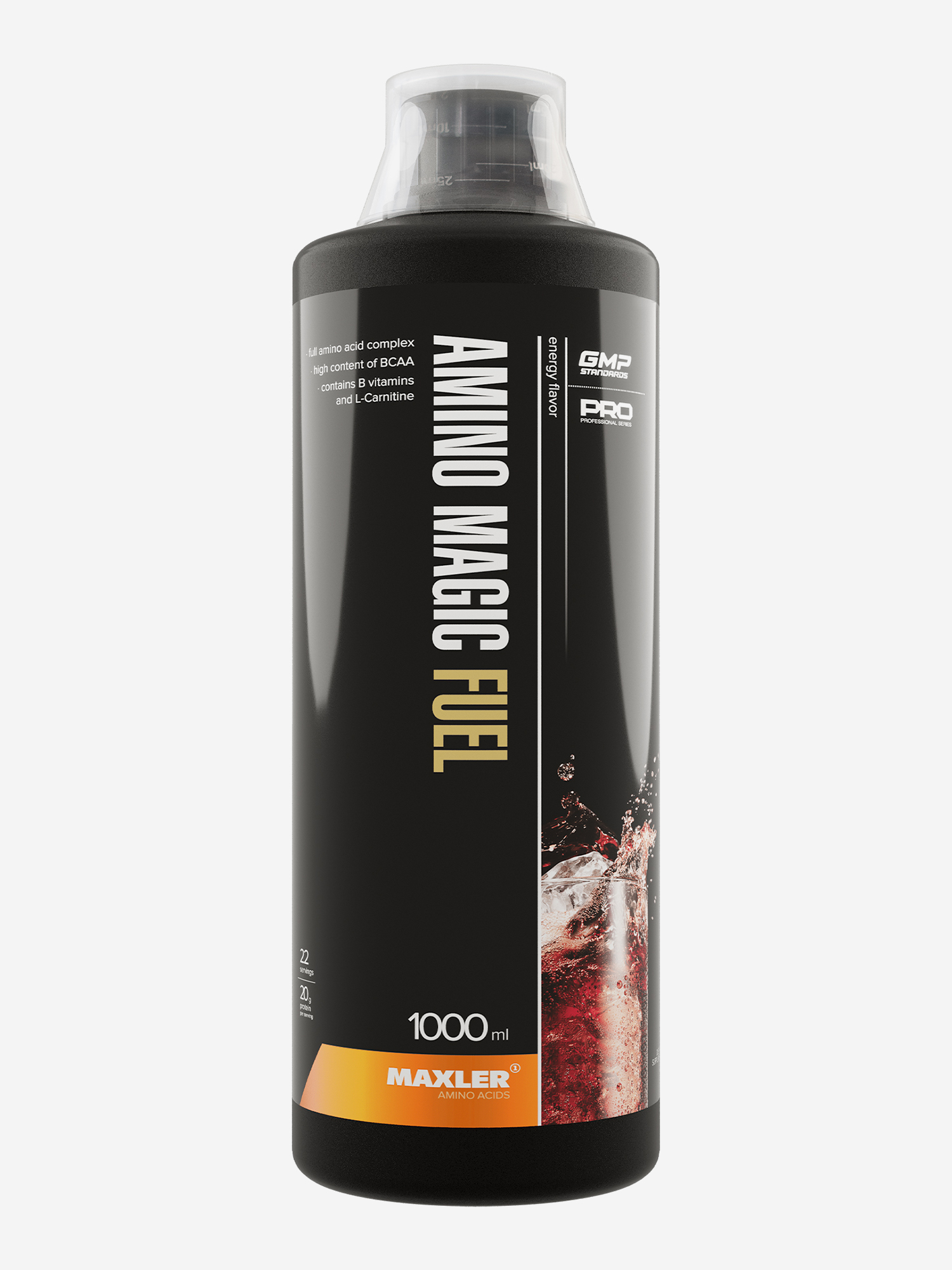 Изображение товара Л-карнитин жидкий с витамином B Maxler, комплекс аминокислот, 1000 мл - Энерджи, Черный