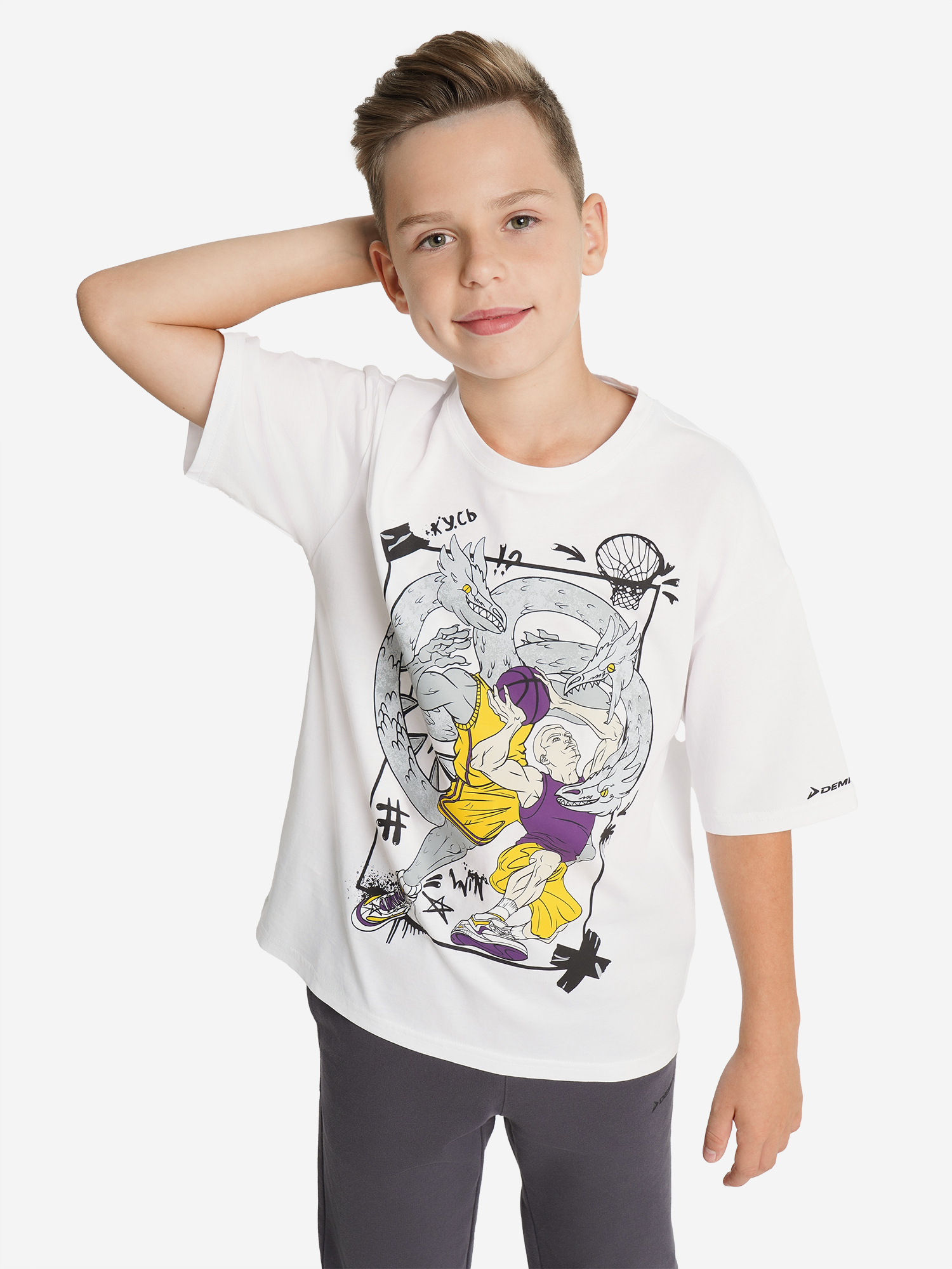 

Футболка для мальчиков оверсайз Demix, Белый