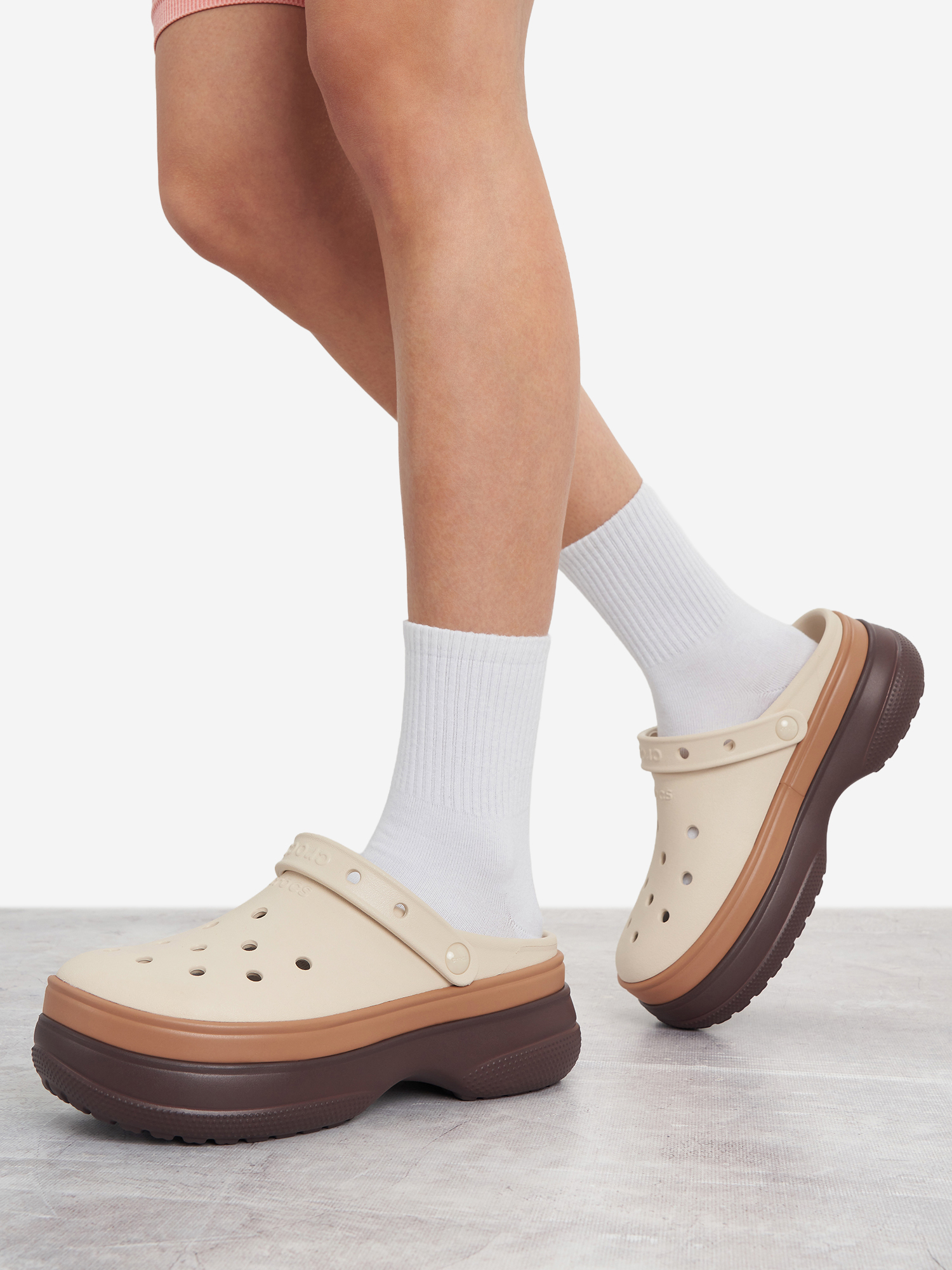 Сабо женские Crocs Classic Stacked, бежевый, арт. 211355c1g-2zh