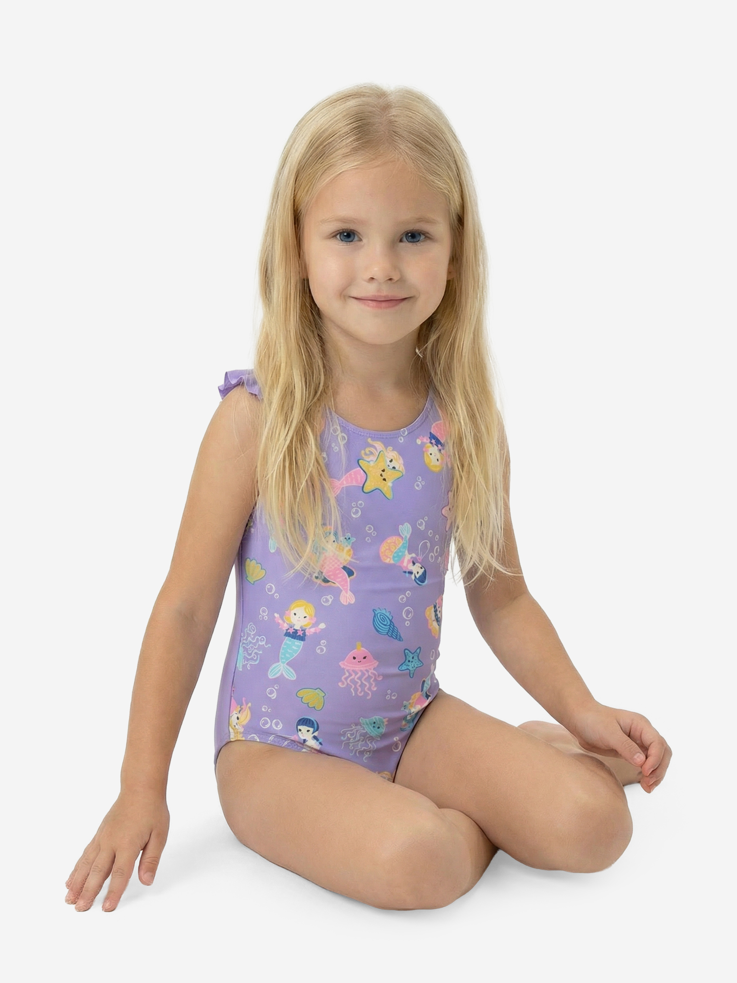 Изображение товара Купальник слитный для девочек Joss фиолетовый тренировки УФ 50+ быстрое высыхание