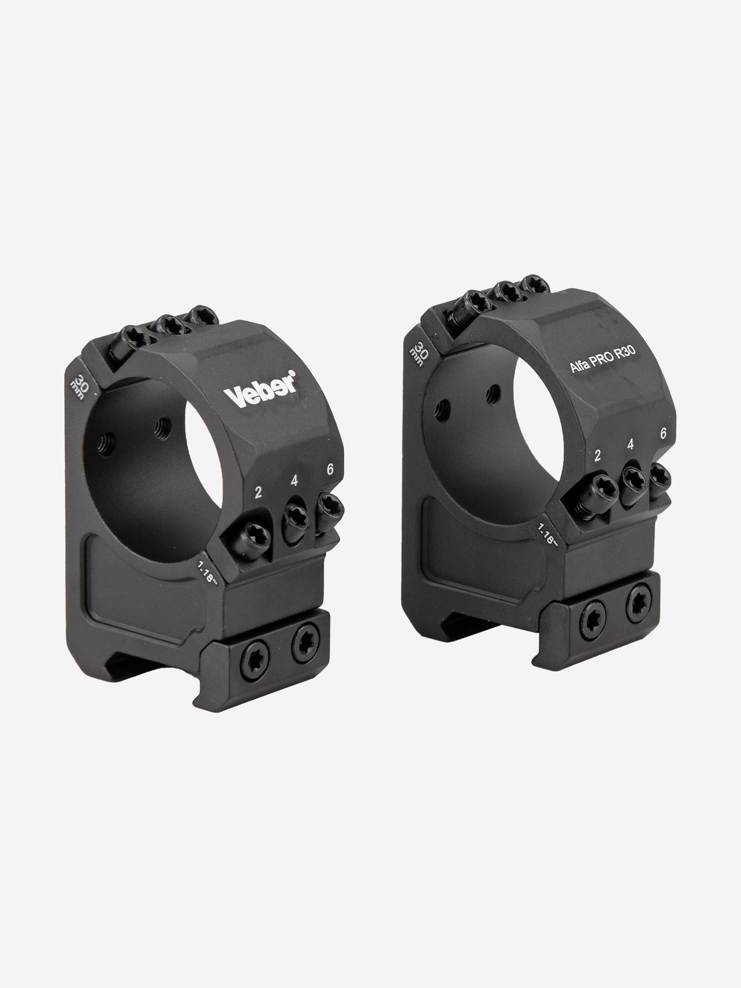 Изображение товара Кольца тактические Veber Alfa PRO R30 на Weaver 7075-T651