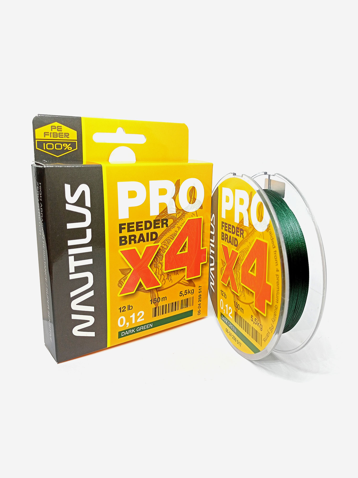 

Шнур Nautilus Pro Feeder Braid Dark Green d-0.12 5.5кг 12lb 150м, Зеленый