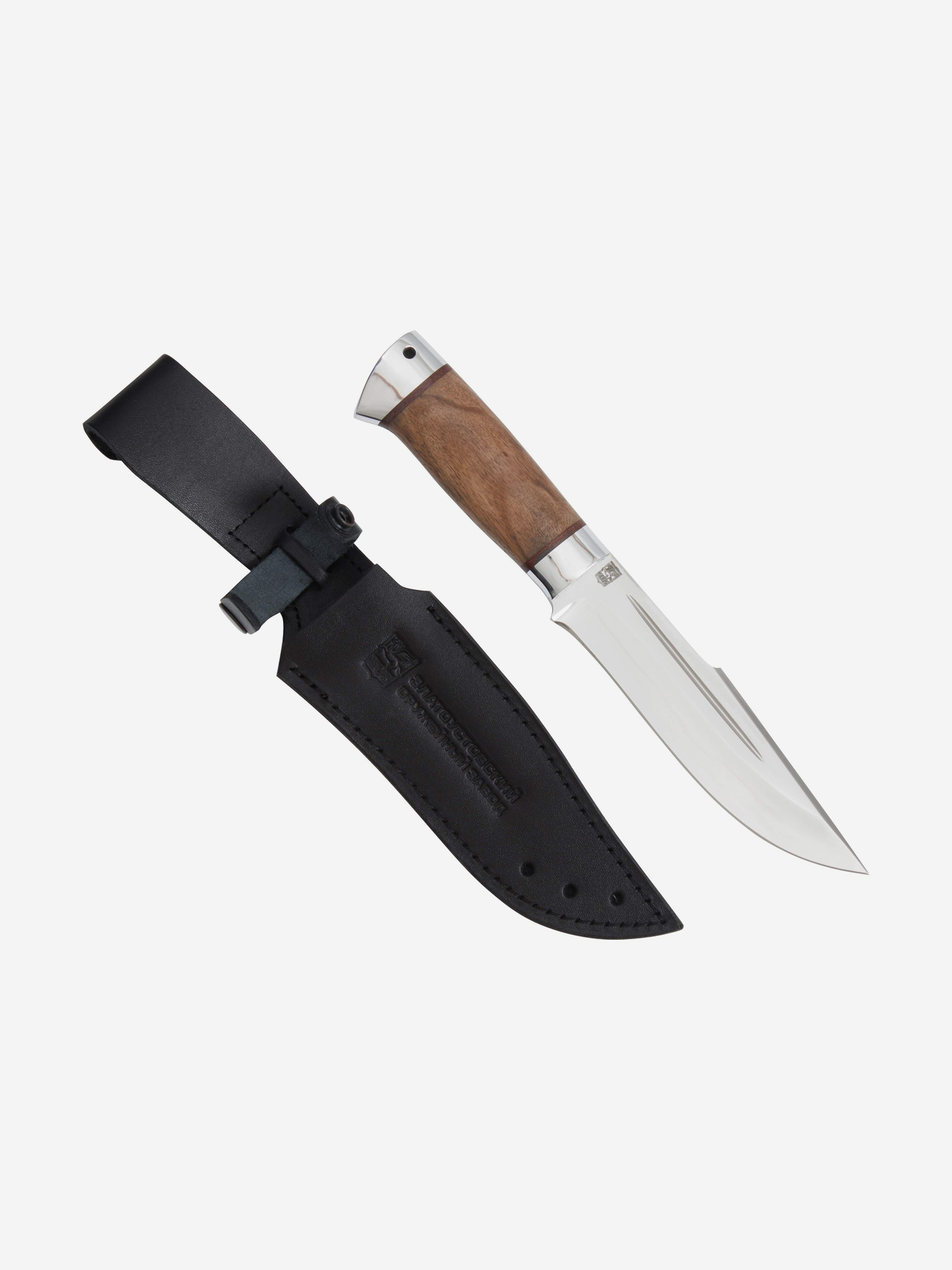 

Нож Златоустовский оружейный завод Хищник (сталь 95x18, орех/алюминий) нож для охоты, разделочный нож, Коричневый