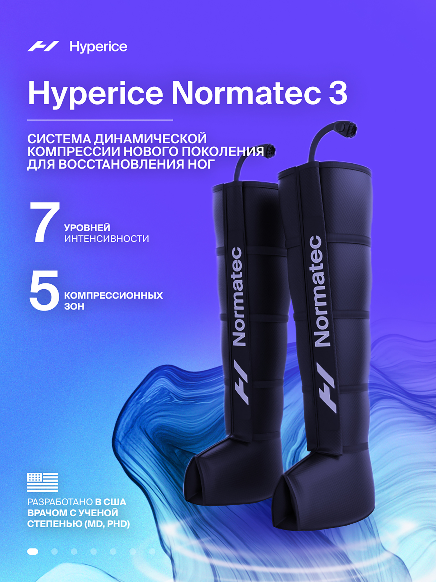 

Аппарат для прессотерапии и лимфодренажа и прессотерапии для ног Hyperice, Normatec 3, Черный