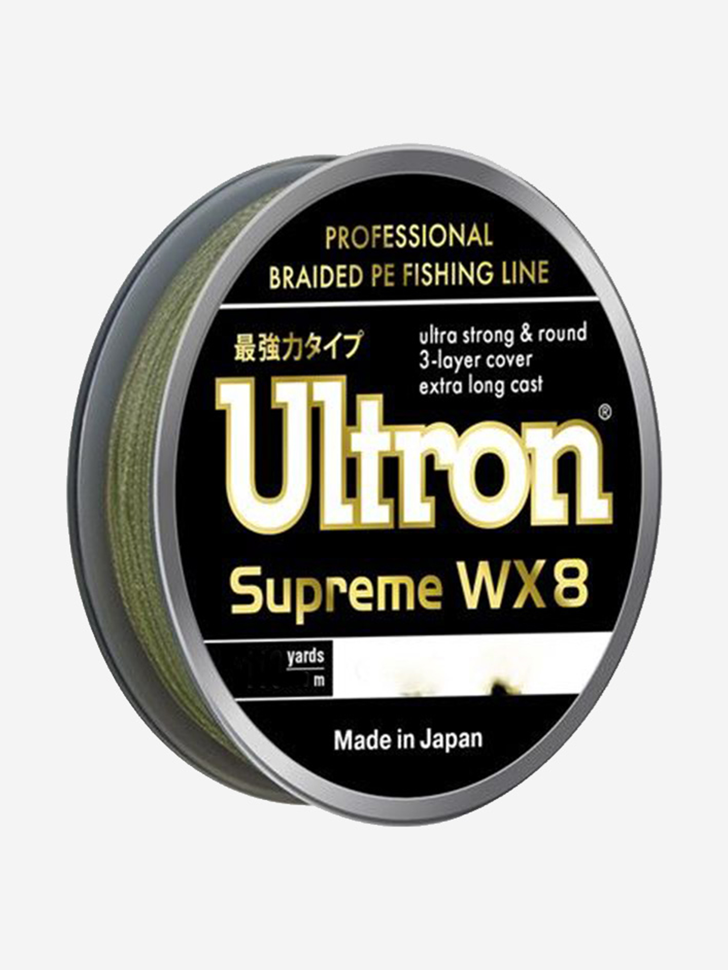 

Плетеный шнур для рыбалки ULTRON WX 8 Supreme 0,35 мм, 35,0 кг, 300 м, хаки, Зеленый