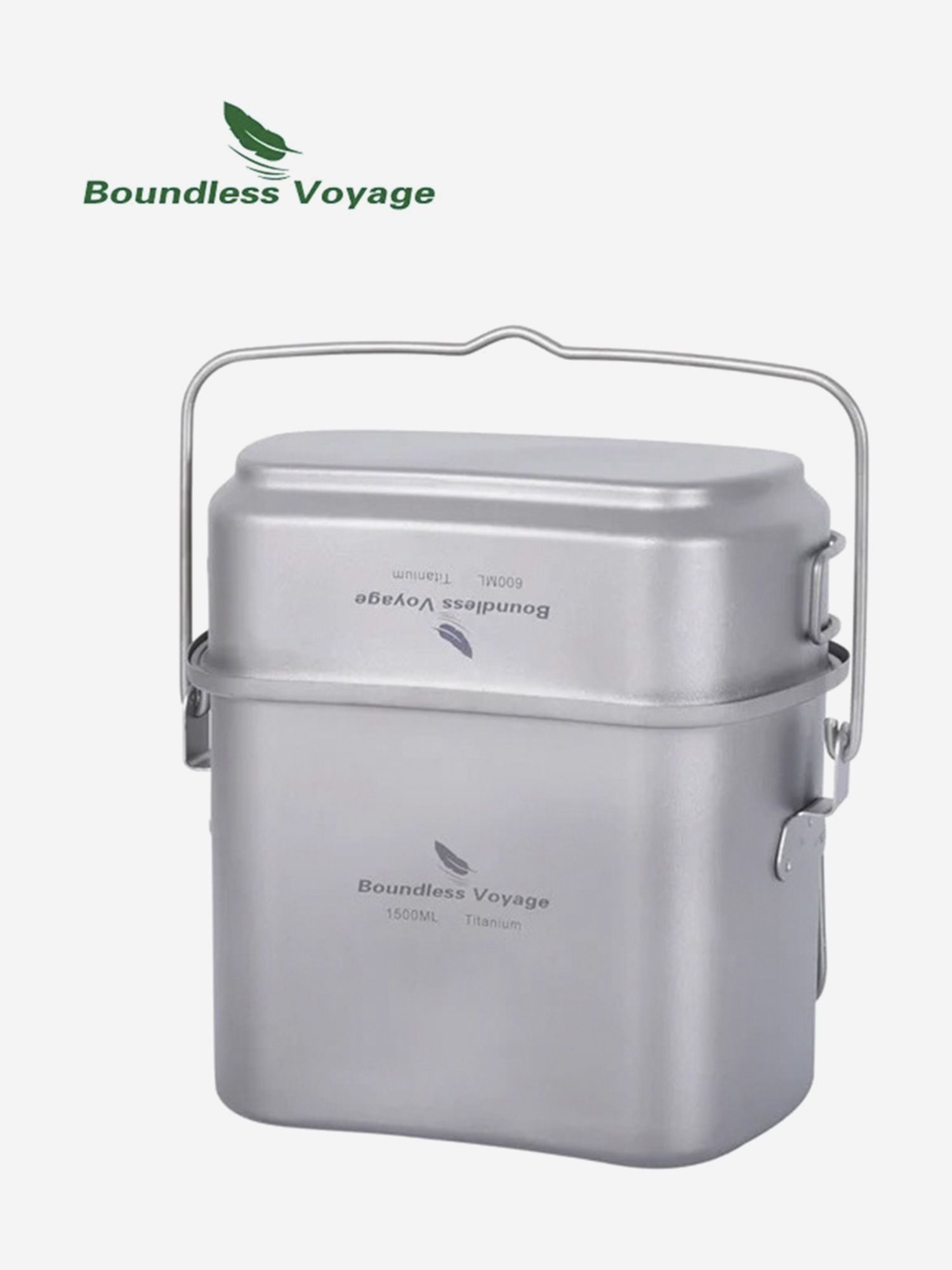 Изображение товара Армейский котелок титановый Boundless Voyage 1500 и 600 мл, Серебряный