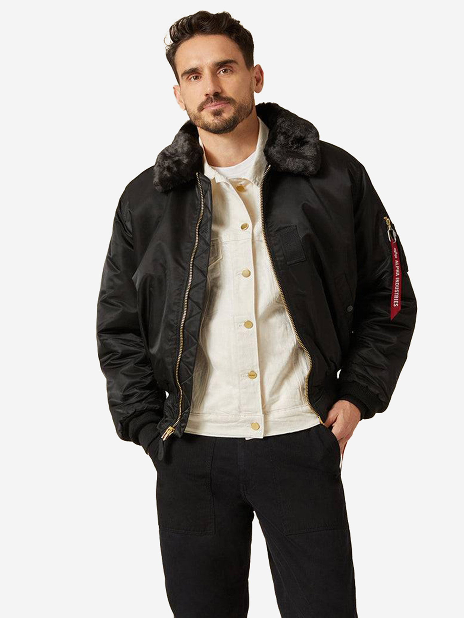 

Бомбер утепленный мужской B-15 Alpha Industries, Черный