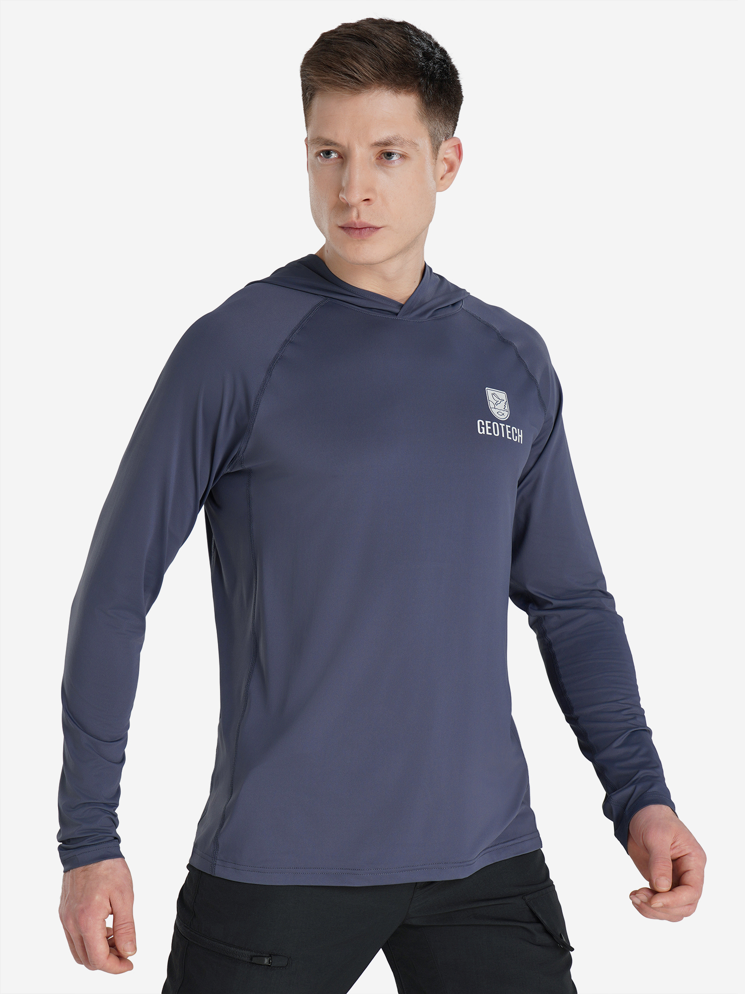 Изображение товара Мужской лонгслив Geotech для рыбалки и охоты с капюшоном и защитой от УФ
