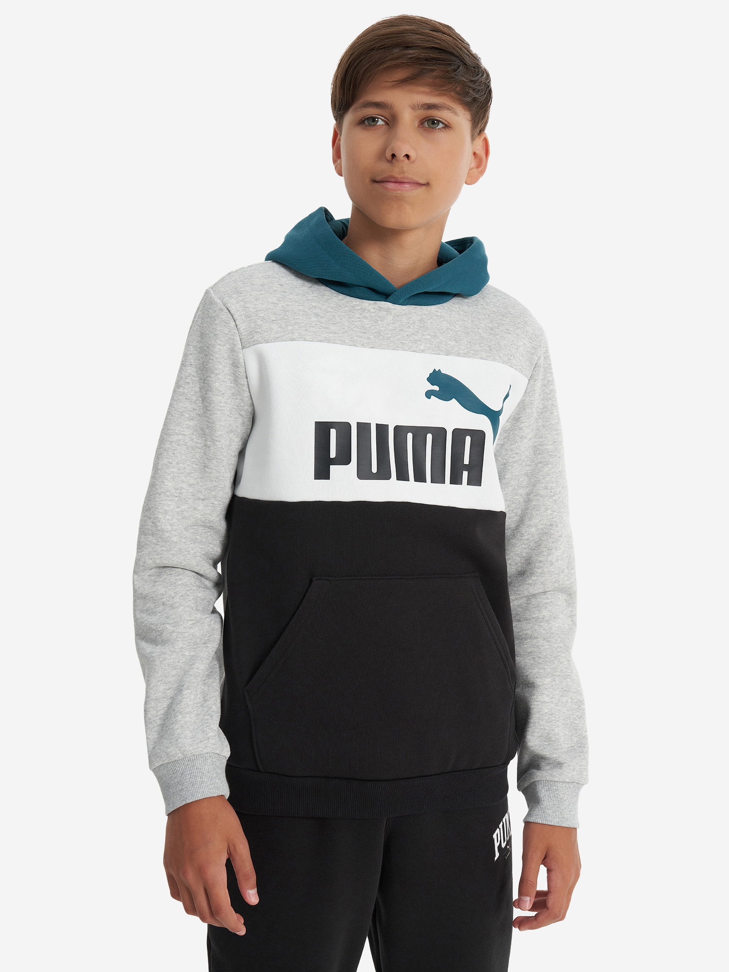 Худи для мальчиков PUMA ESS+ Block, Серый 679717P0P-04, размер RUS 164 - фото 2