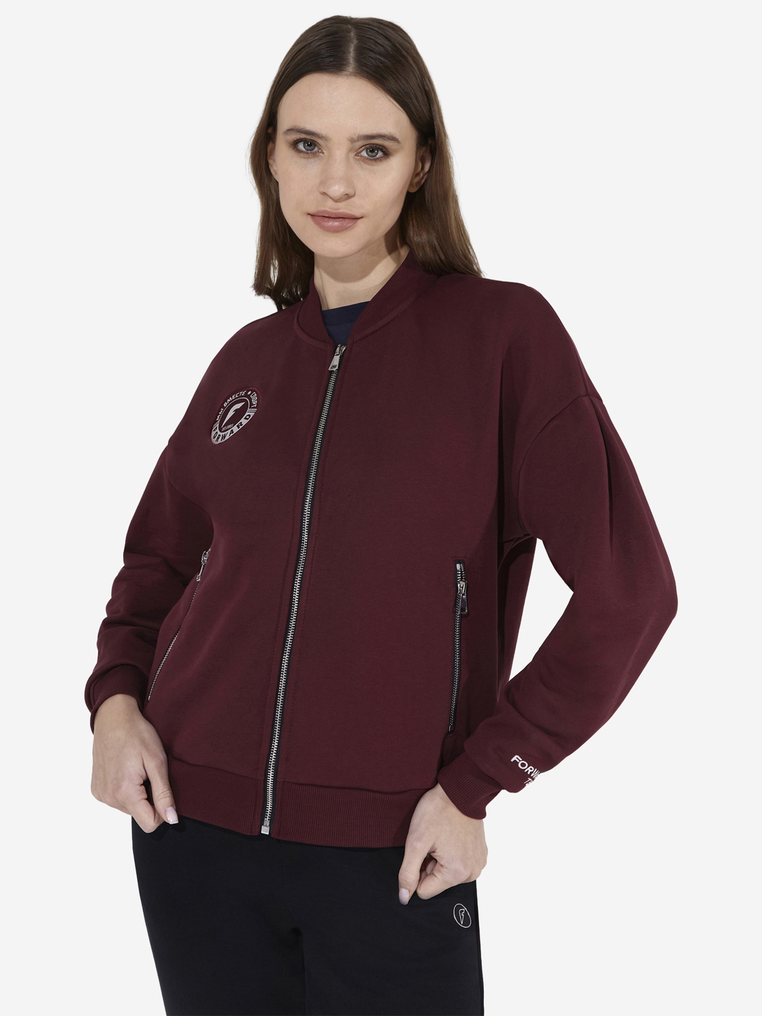 Изображение товара Женский бомбер Forward бордовый летний спортивный стиль без утеплителя