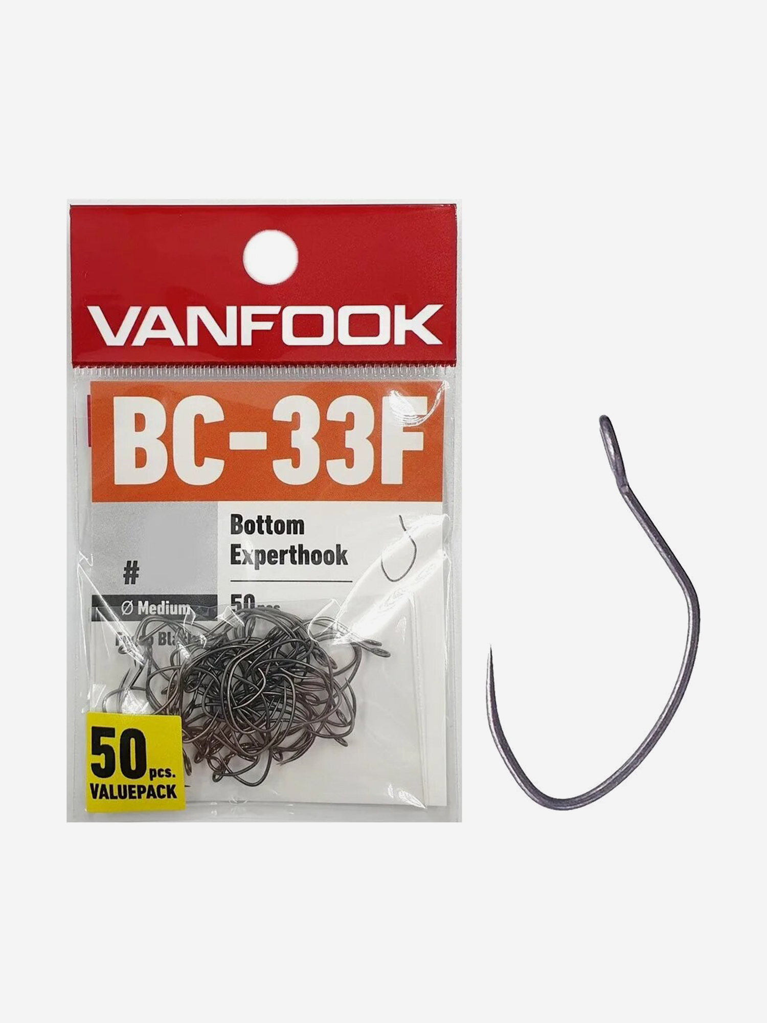 

Крючки одинарные Vanfook BC-33F, Fusso Black, #6, Черный