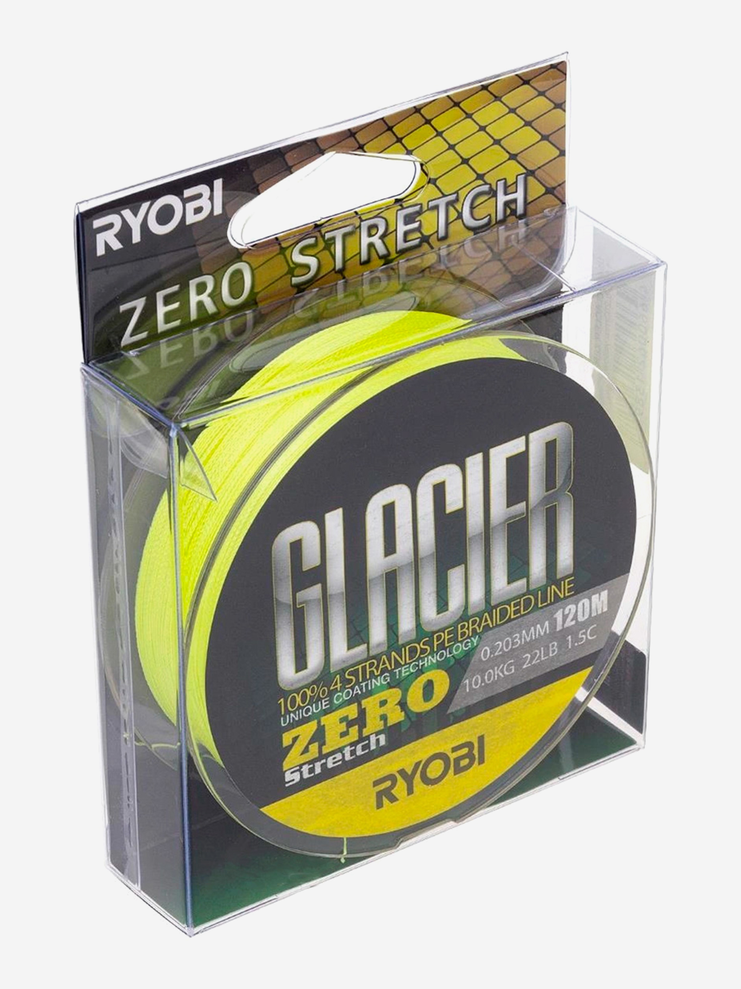 

Шнур плетеный для рыбалки Ryobi GLACLER ZERO 120м, 0,203мм, 10кг, желтый, Желтый