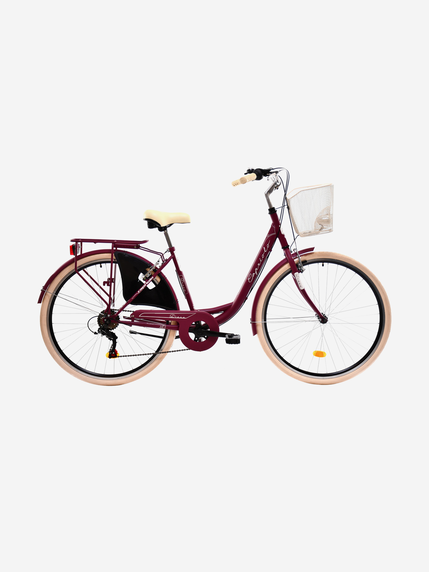 

Велосипед CAPRIOLO CITY DIANA STEEL (1 X 6), рама сталь 18'', колёса 28'' (гранатовый (матовый) - белый), Красный