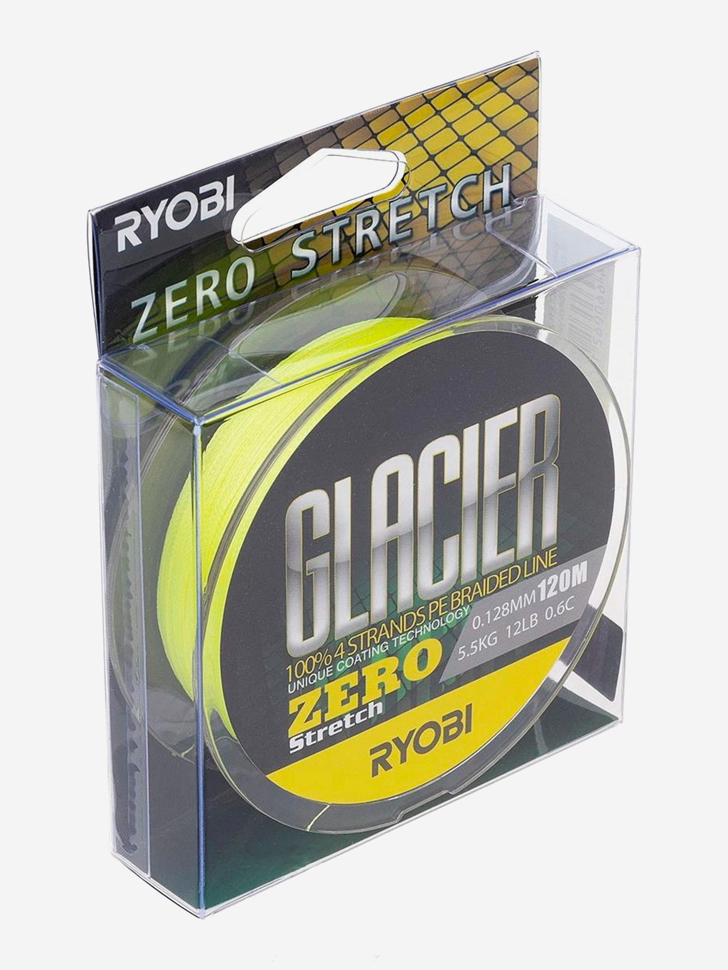 

Шнур плетеный для рыбалки Ryobi GLACLER ZERO 120м, 0,128мм, 5,5кг, желтый, Желтый