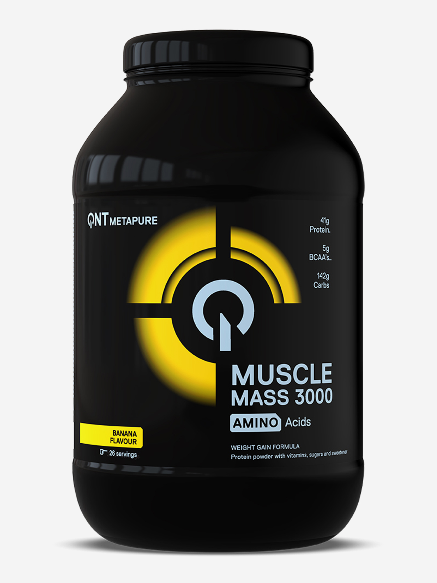 Изображение товара Гейнер QNT Muscle Mass 3000 для набора массы с витаминами вкус Банан 1.3 кг