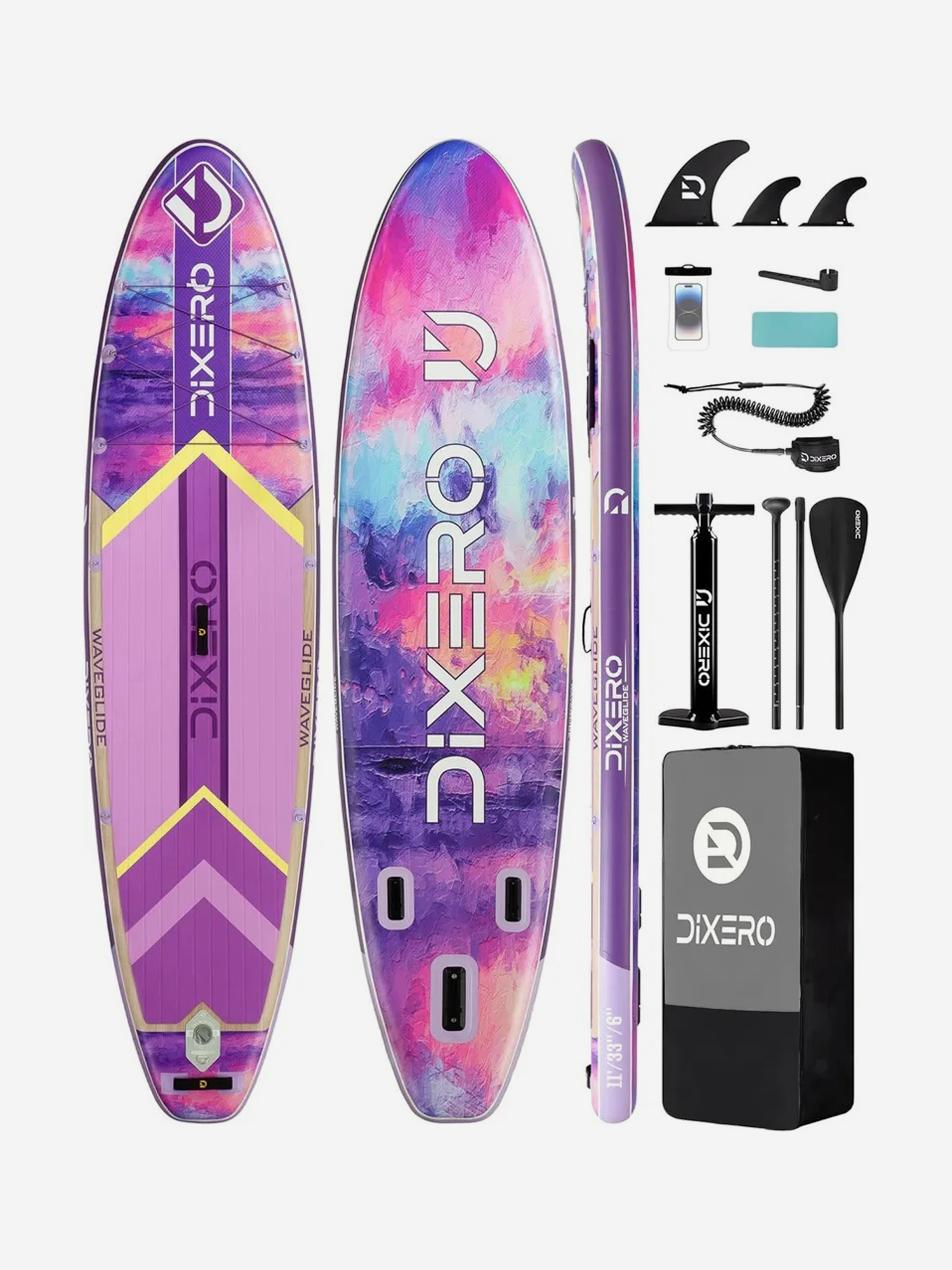 

Надувная SUP-доска DIXERO WAVEGLIDE PURPLE, 11' 335*84*15 см сапборд, Фиолетовый