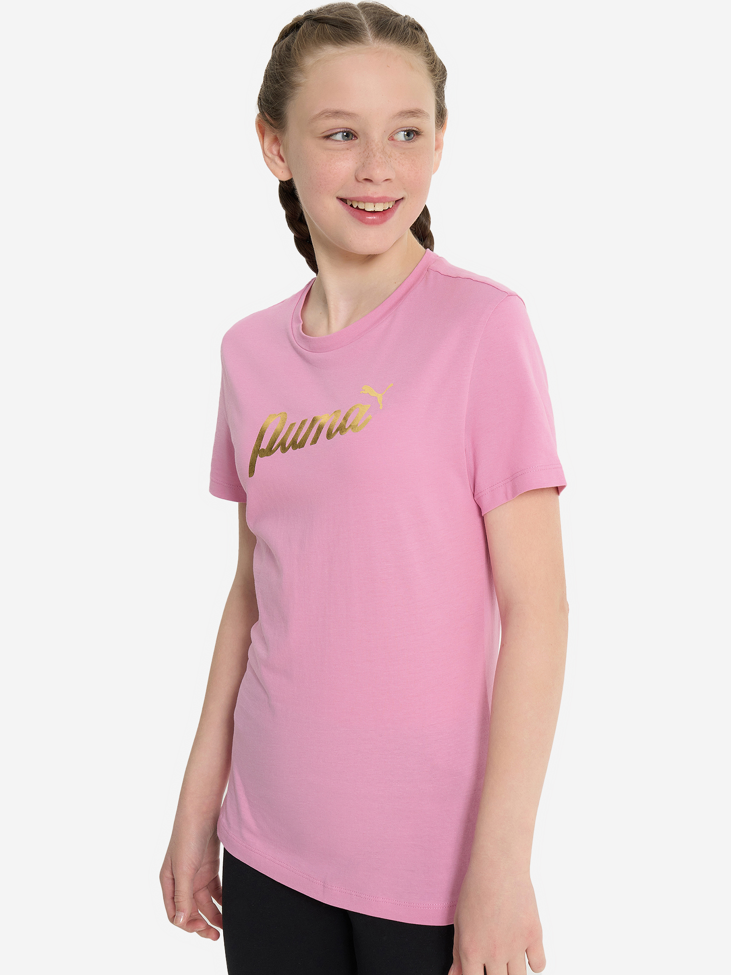 

Футболка для девочек PUMA ESS+ Script Metallic, Розовый