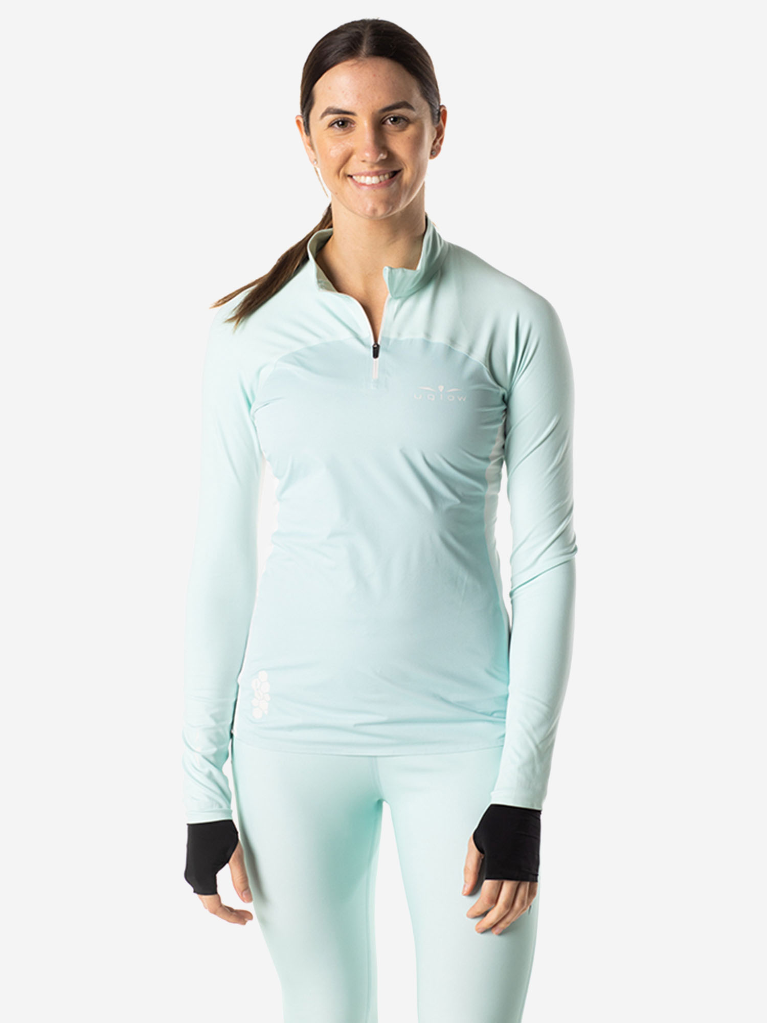 

ЛОНГСЛИВ С МЕМБРАННОЙ ВСТАВКОЙ ЖЕНСКИЙ 1/2 ZIP LONG SLEEVE WIND BREAKER | AQUA, Голубой