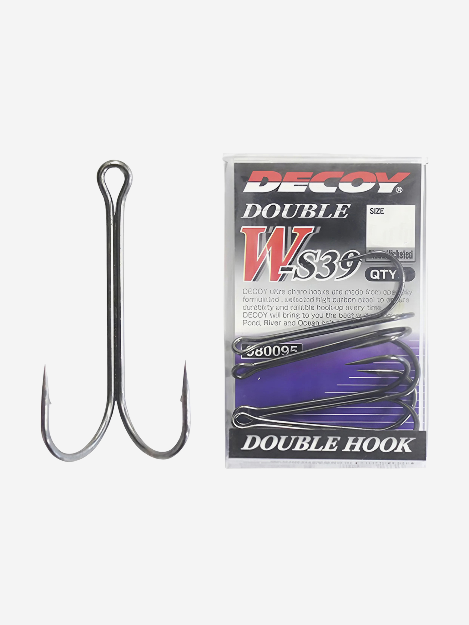 Изображение товара Крючок Decoy двойной W-S39 #3/0 (в упаковке 4 штуки), Серый