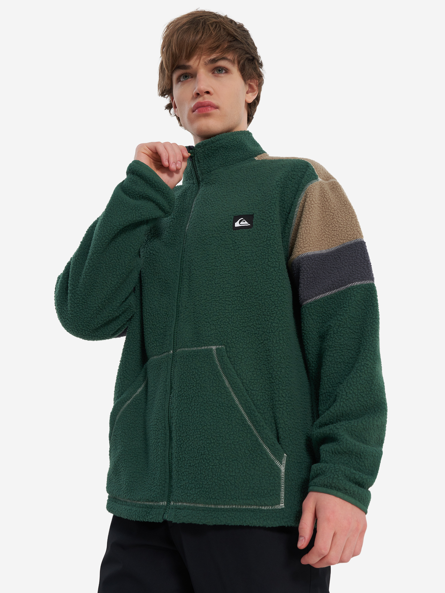 Джемпер флисовый Quiksilver Clean Coast Block, зеленый, арт. eqypf03065q02-tkr