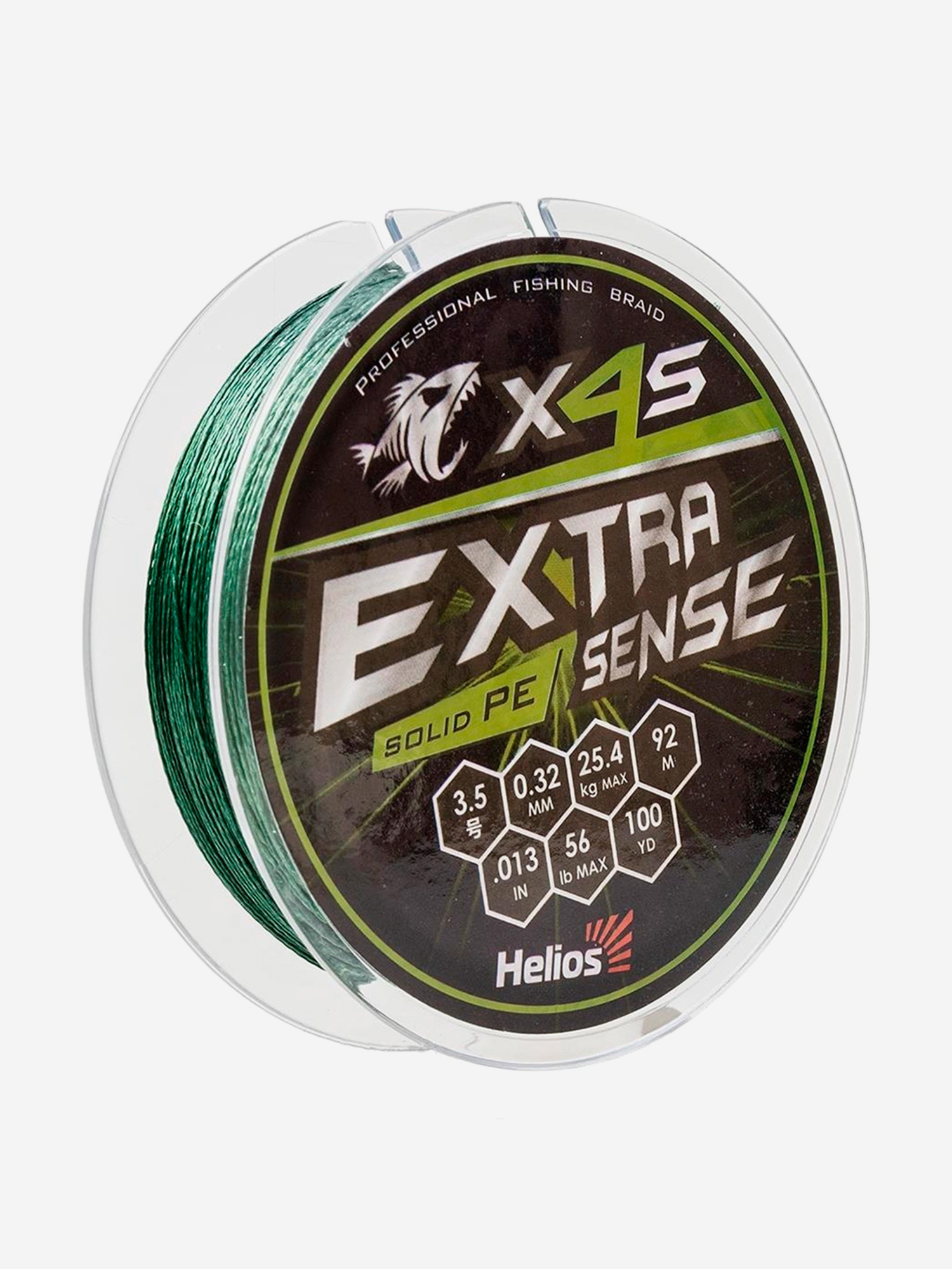 

Шнур плетеный для рыбалки Helios Extrasense X4S PE, 92м, 0,32мм, 25,4кг, зеленый, Зеленый