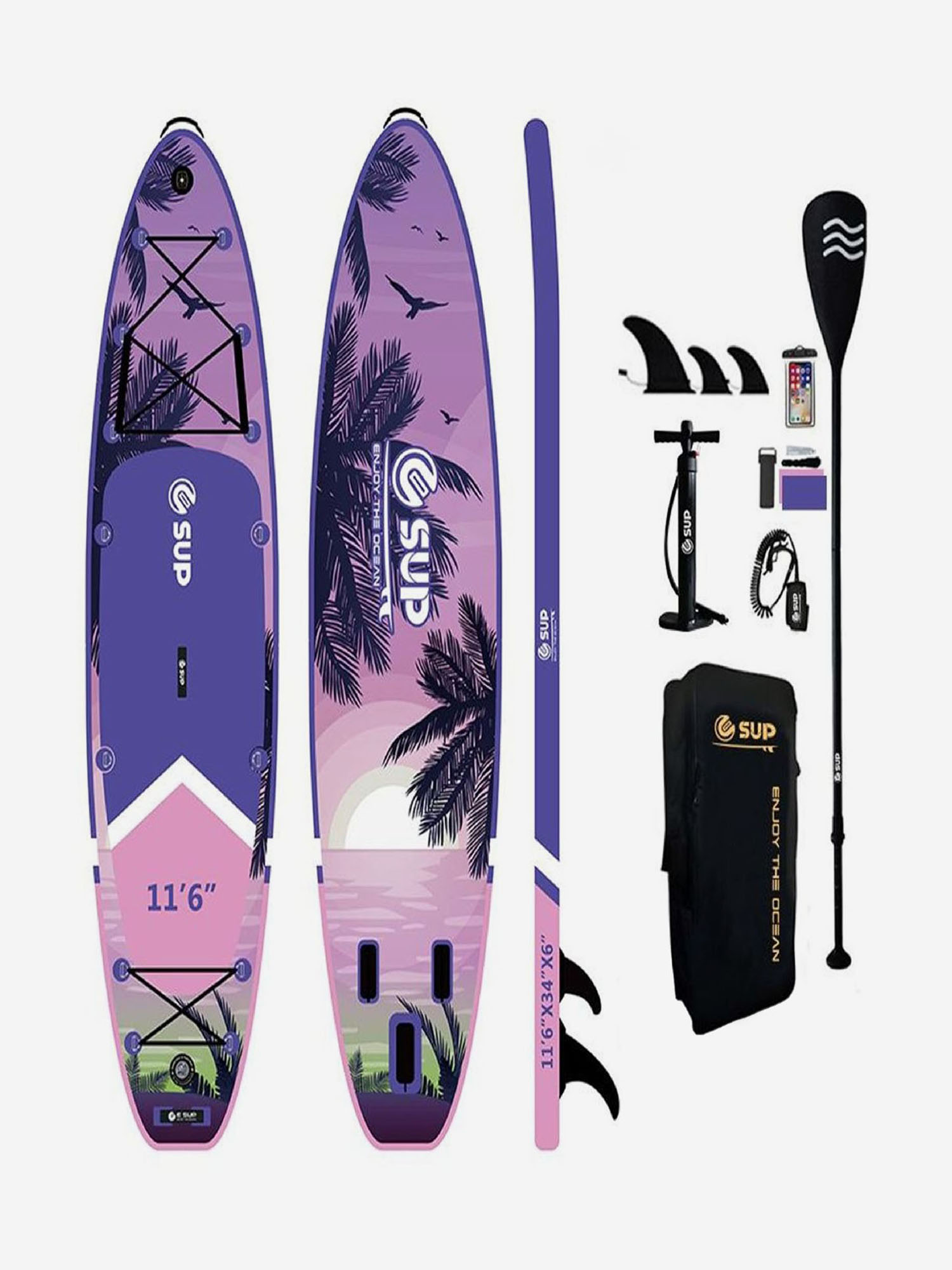 

SUP-доска E-SUP Sunset, 11'6" 350-86-15cm, Мультицвет