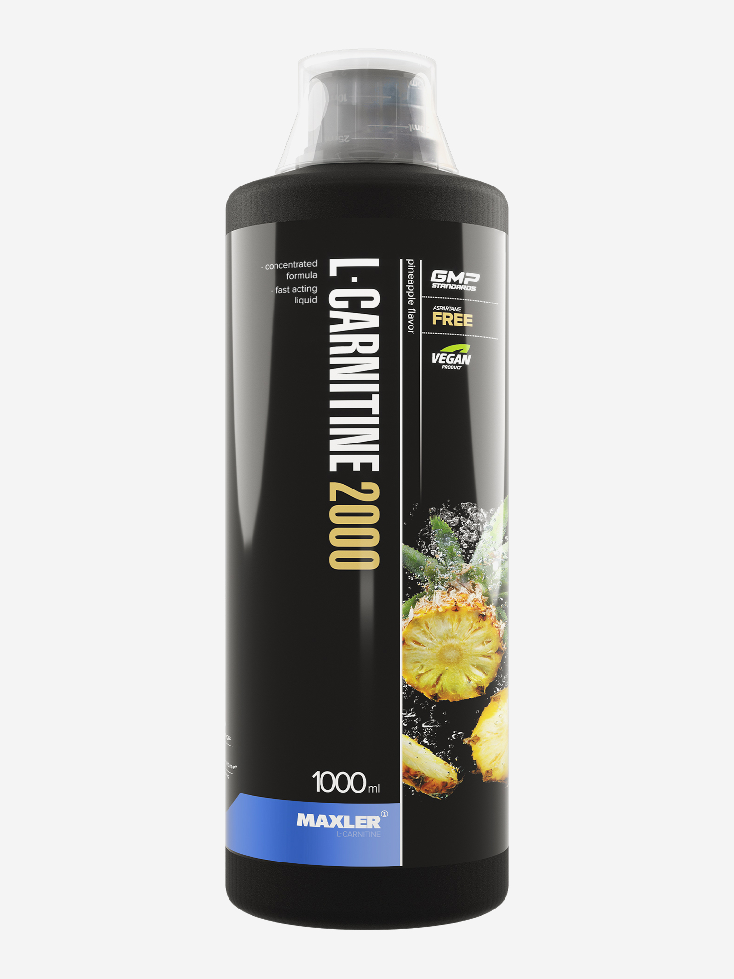 Изображение товара Л-карнитин жидкий веганский Maxler 2000 мг, 1000 мл - Ананас, Черный
