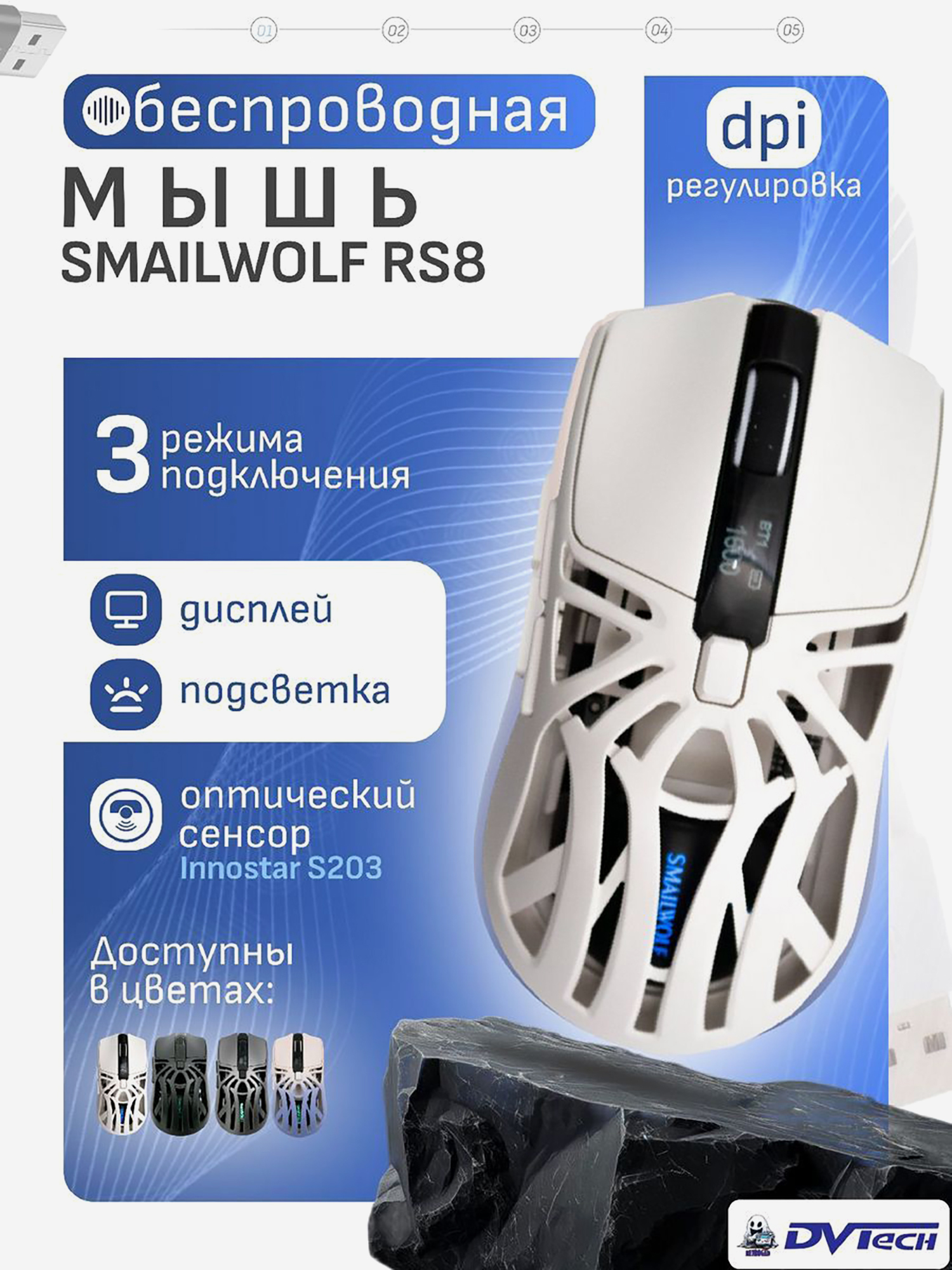 Изображение товара Игровая мышь SMAILWOLF RS8, Белый