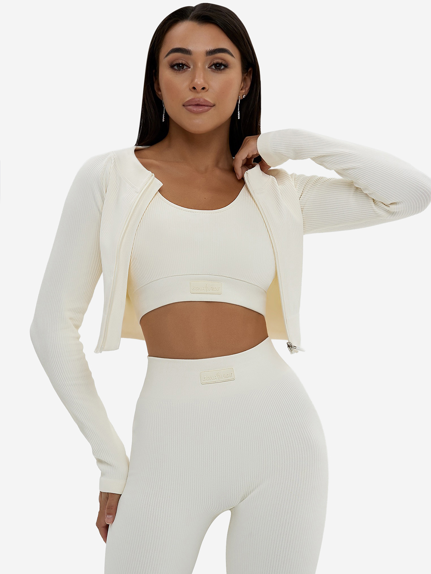 Изображение товара Женский Рашгард Bona Fide Milk с коротким рукавом и молнией белый